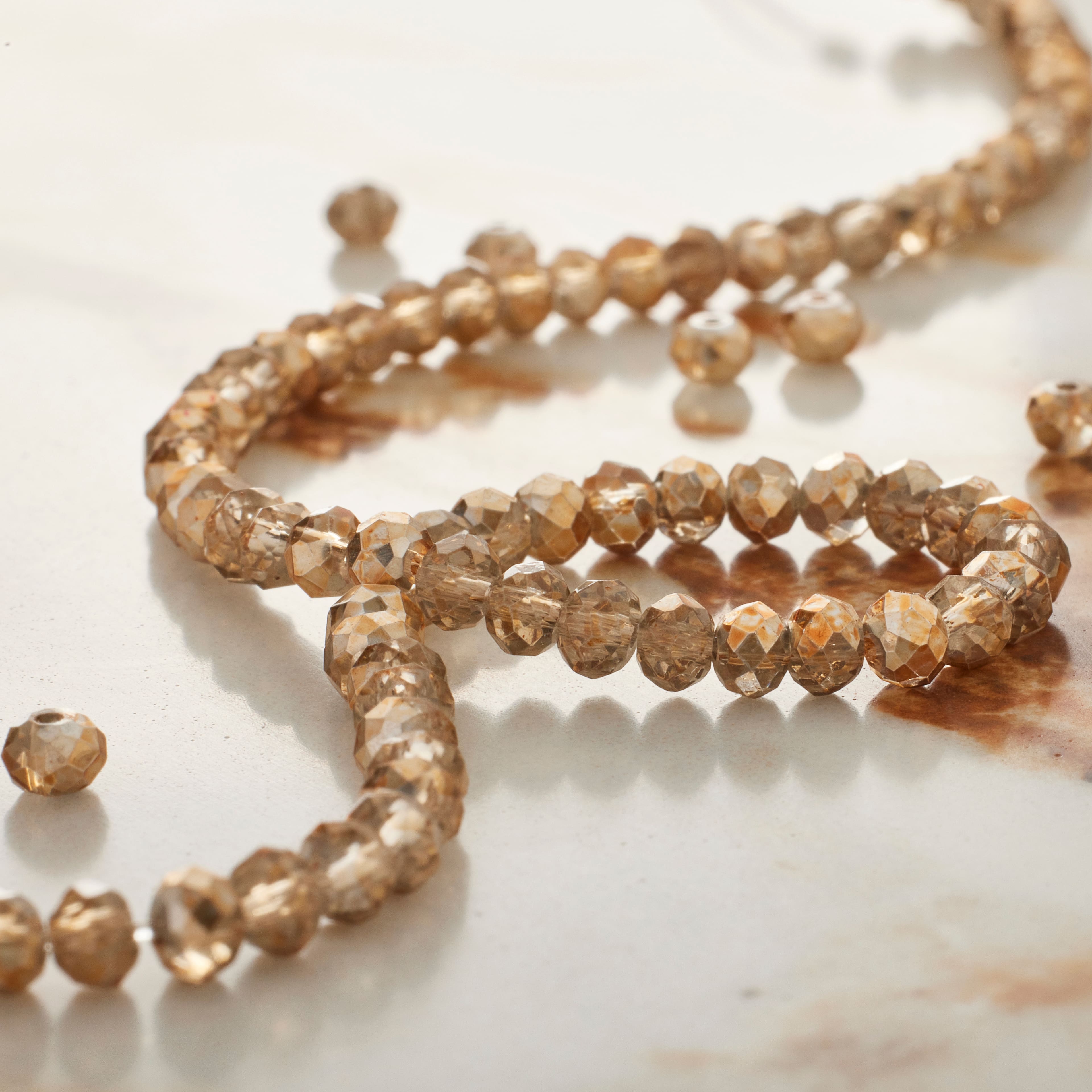 9 Pack: Amber Small Glass Faceted Rondel Beads, 3mm by Bead Landing™