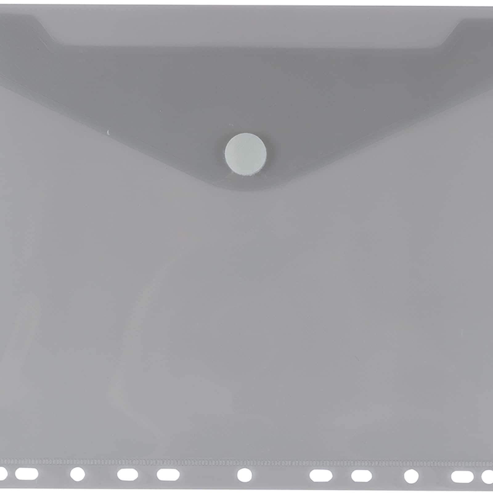 JAM Paper 9.75" x 13" Smokey Gray Plastic Hook & Loop Letter Booklet Envelopes, 12ct.
