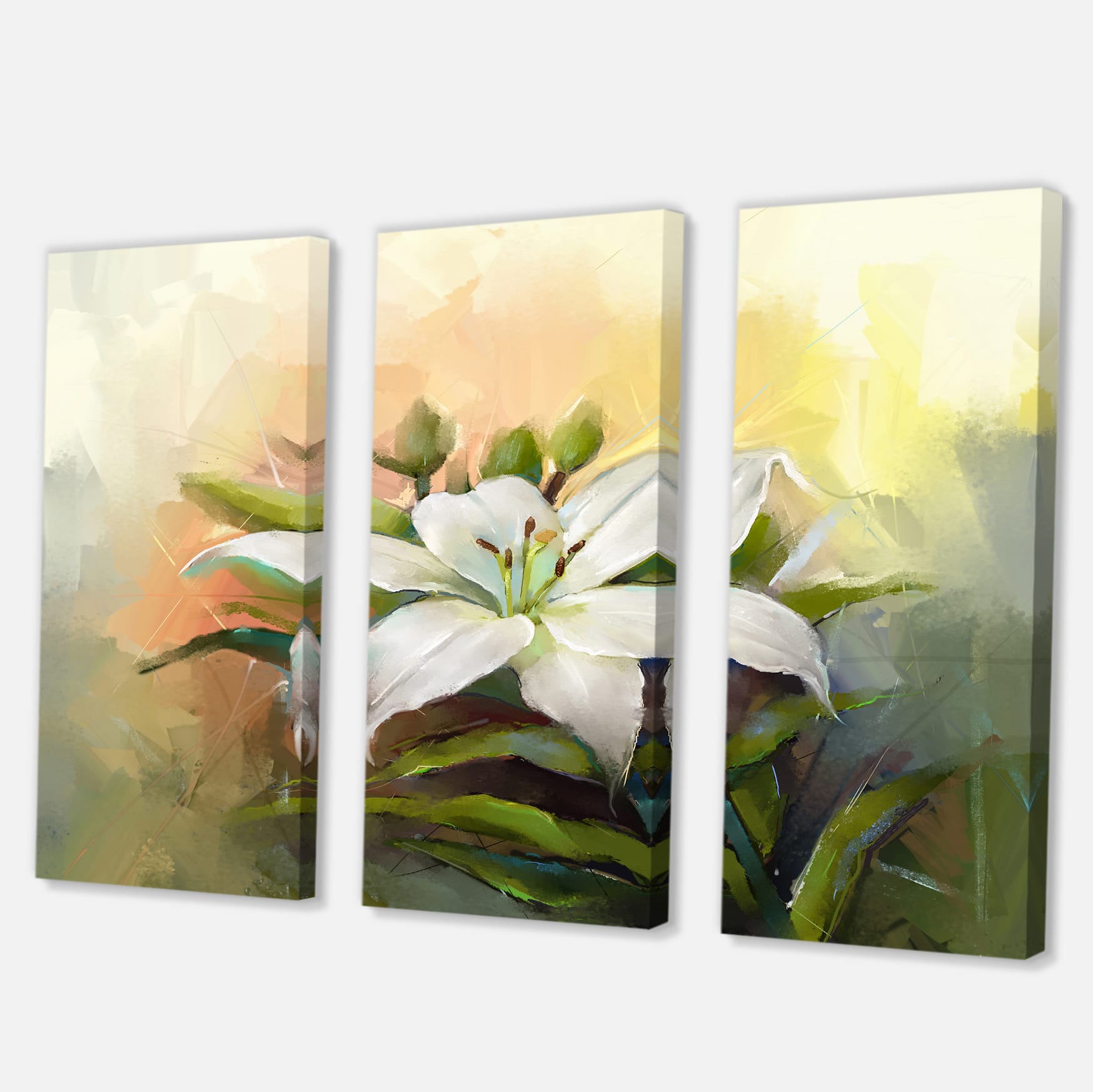 Designart - White Lily Flower Oil Painting - Large Floral Canvas Art Print