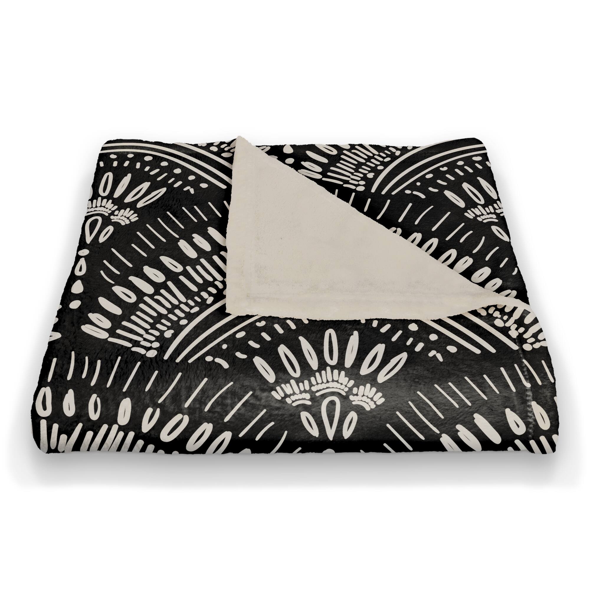 50" x 60" Bohemian Sketch Pattern Coral Fleece Blanket