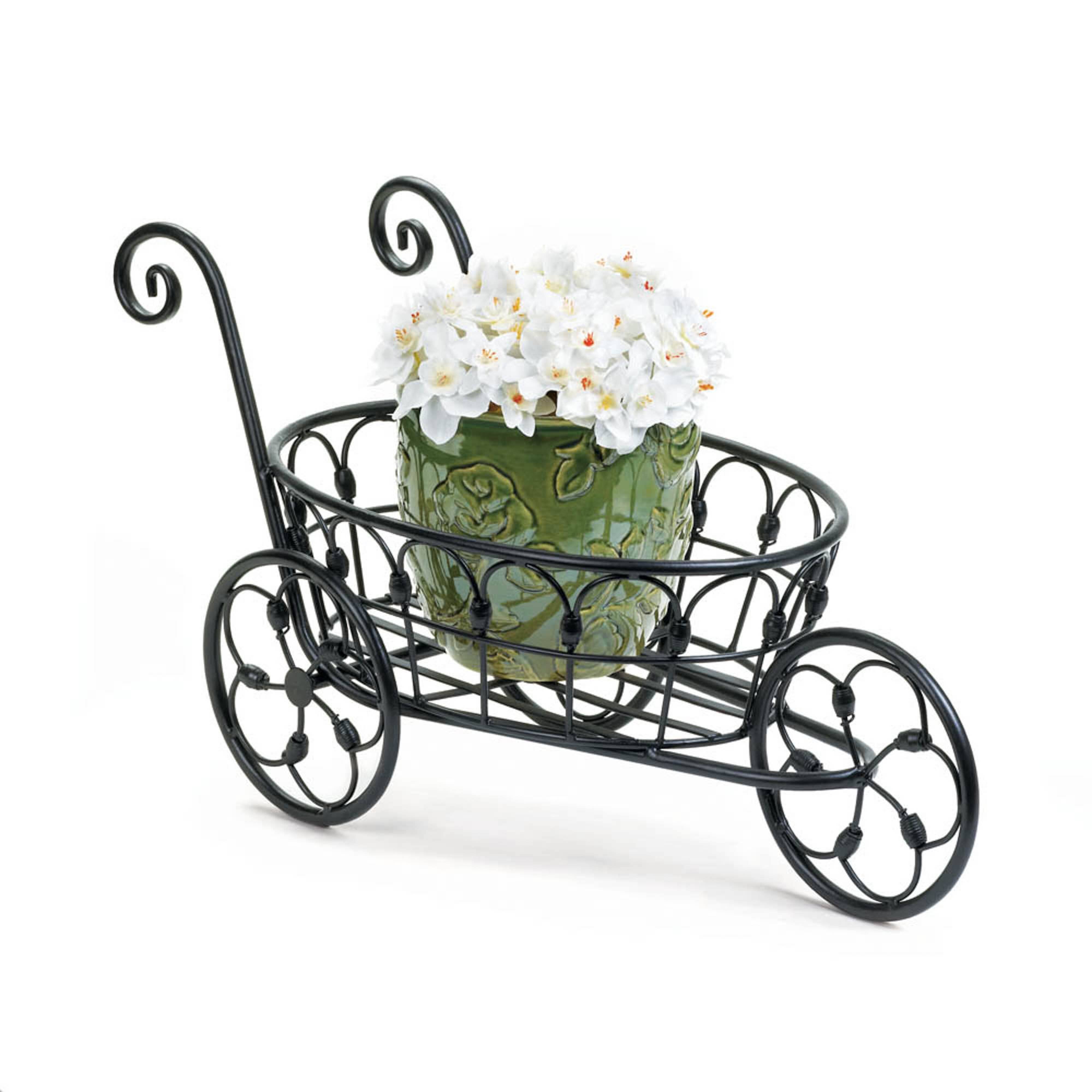 11" Black Iron Flower Cart