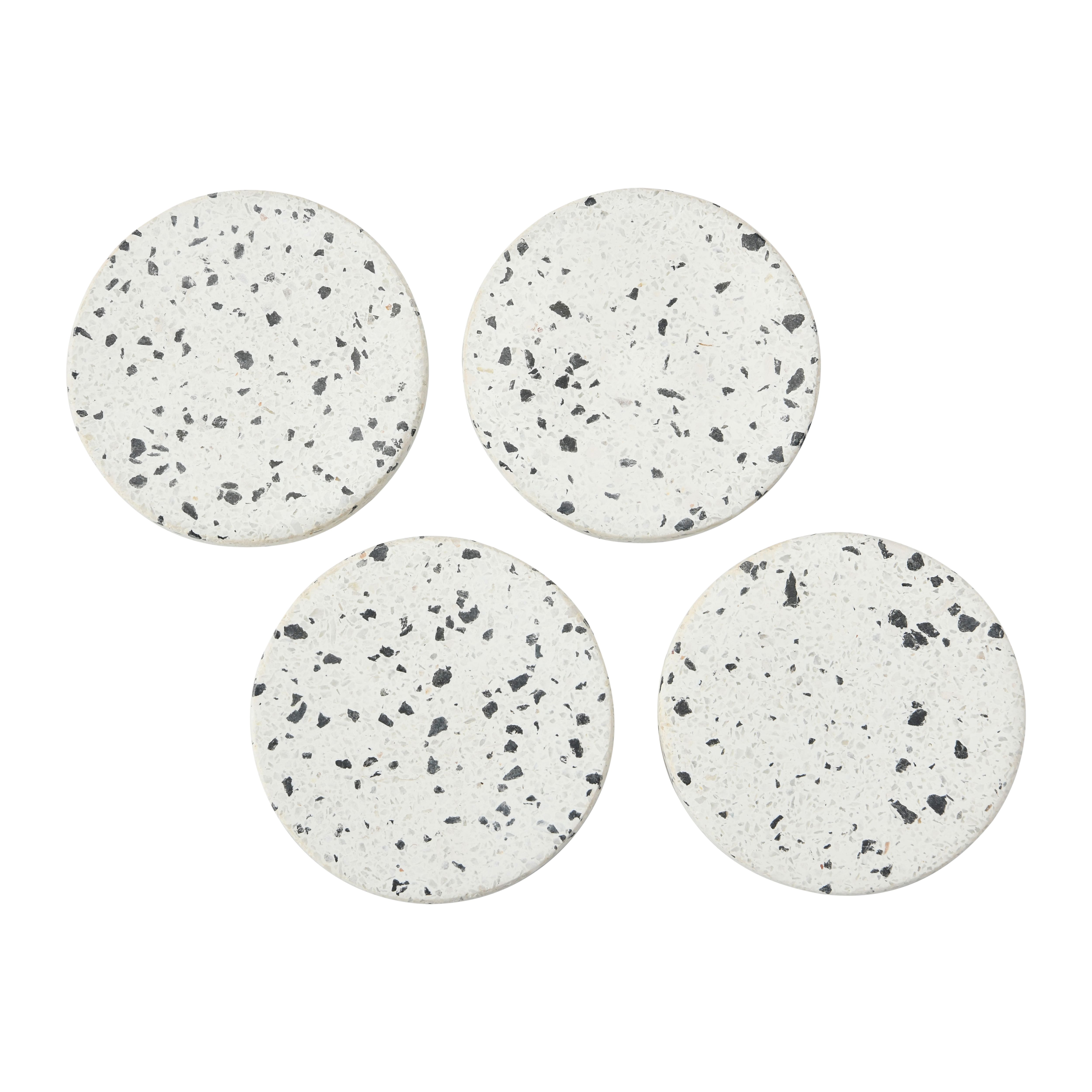 Hello Honey® White Round Terrazzo Coaster Set