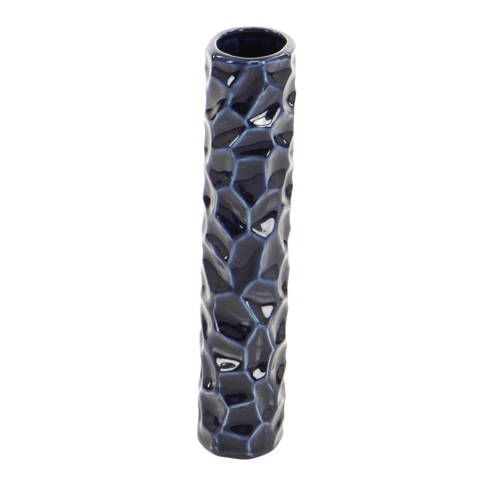 12" Dark Blue Stoneware Contemporary Vase Set