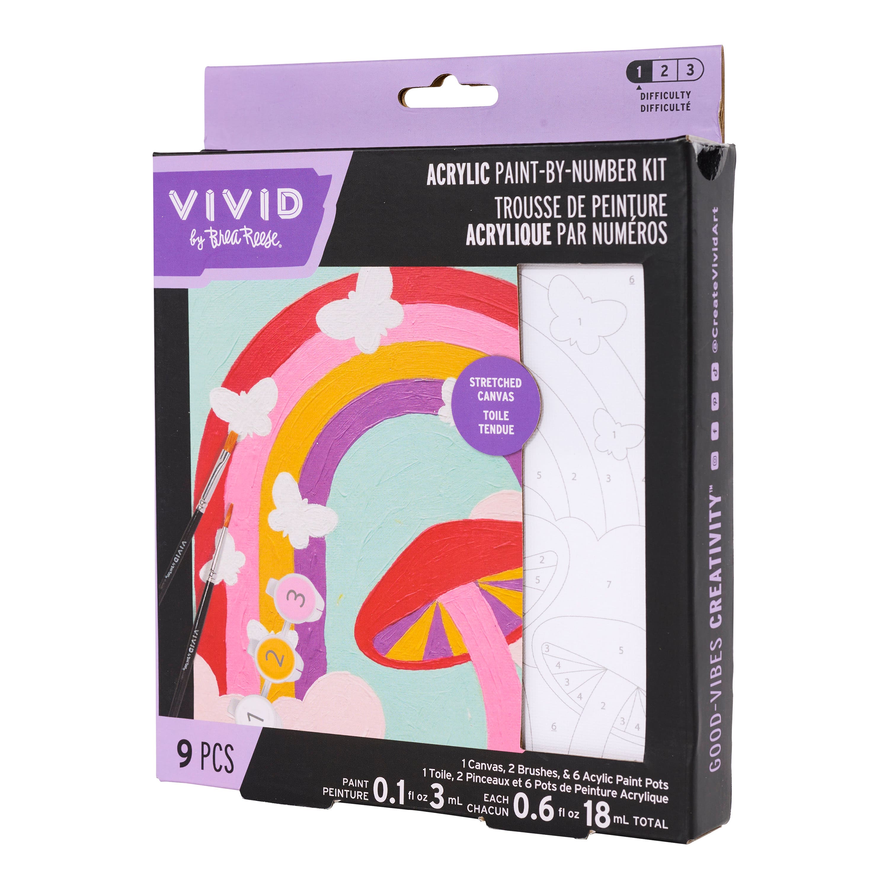 Vivid by Brea Reese® Spring Rainbow Acrylic Paint-by-Number Kit