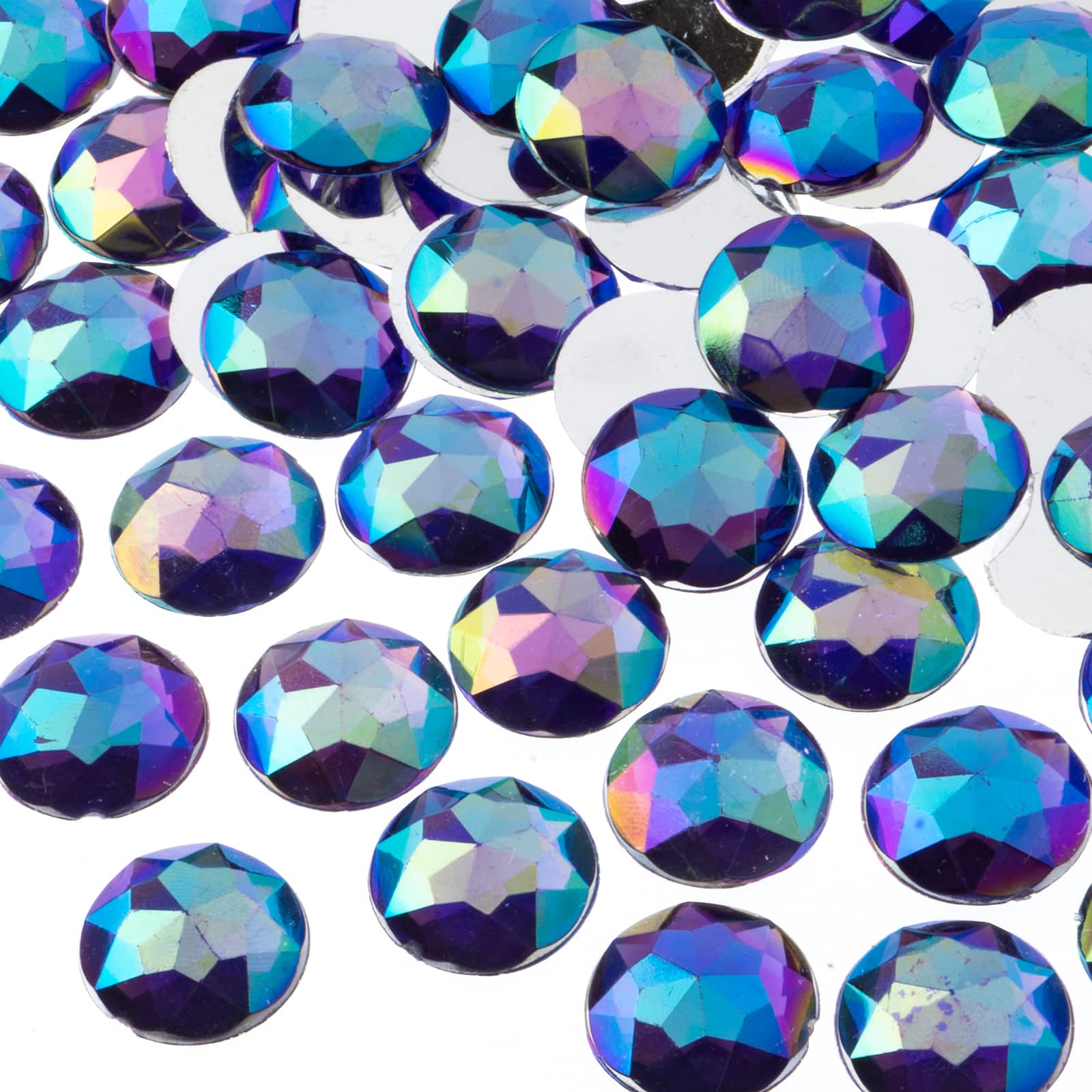 John Bead 16mm AB Acrylic Round Flat Back Rhinestones, 200ct.