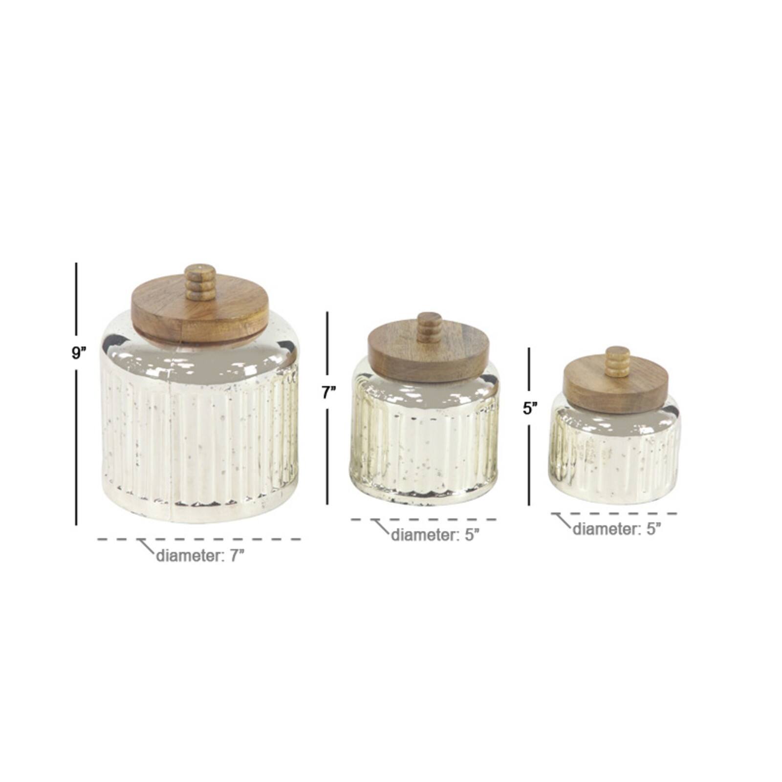 Silver Glass Farmhouse Decorative Jar Set