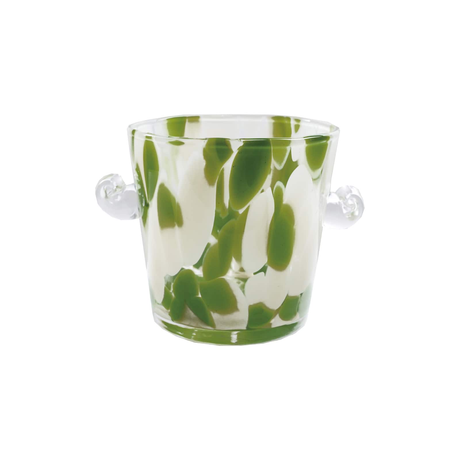 Hello Honey 32-Ounce Confetti Glass Ice Bucket with Handles, Yellow and Green