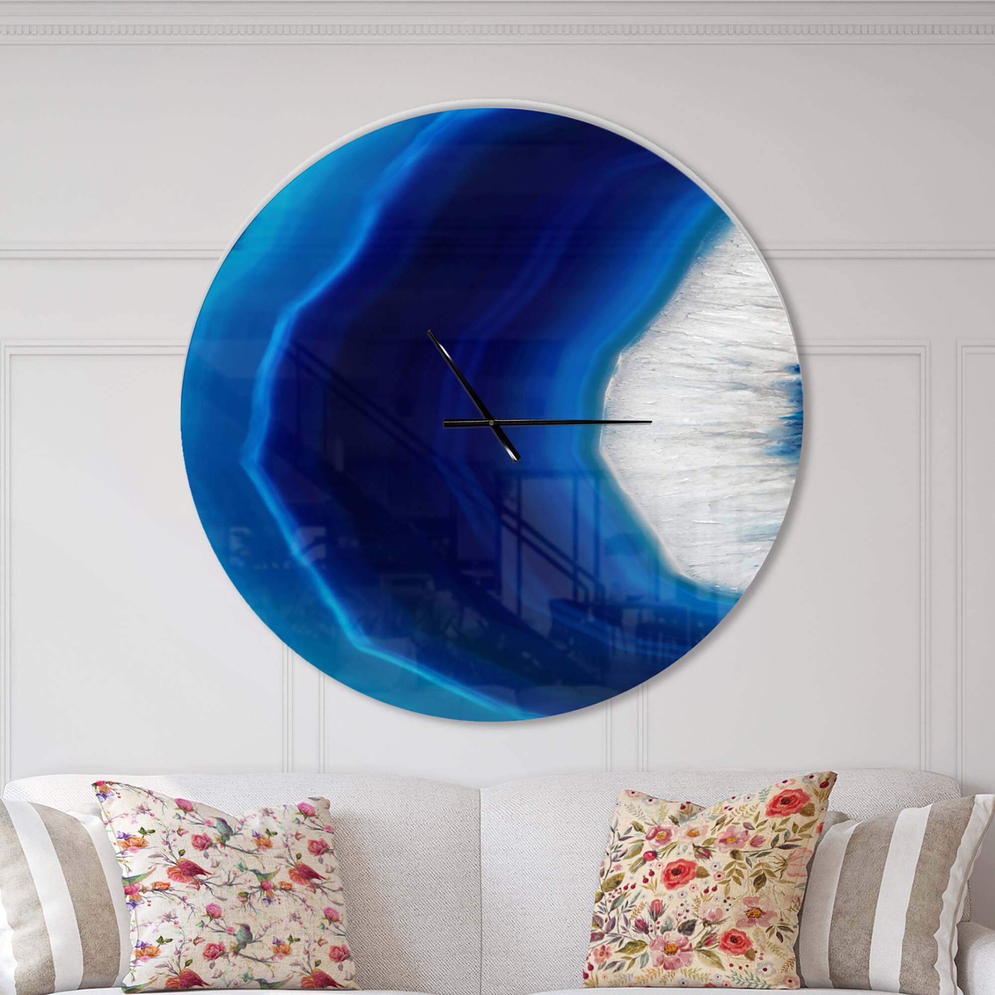 Designart 'Blue Agate Crystal Modern Wall Clock