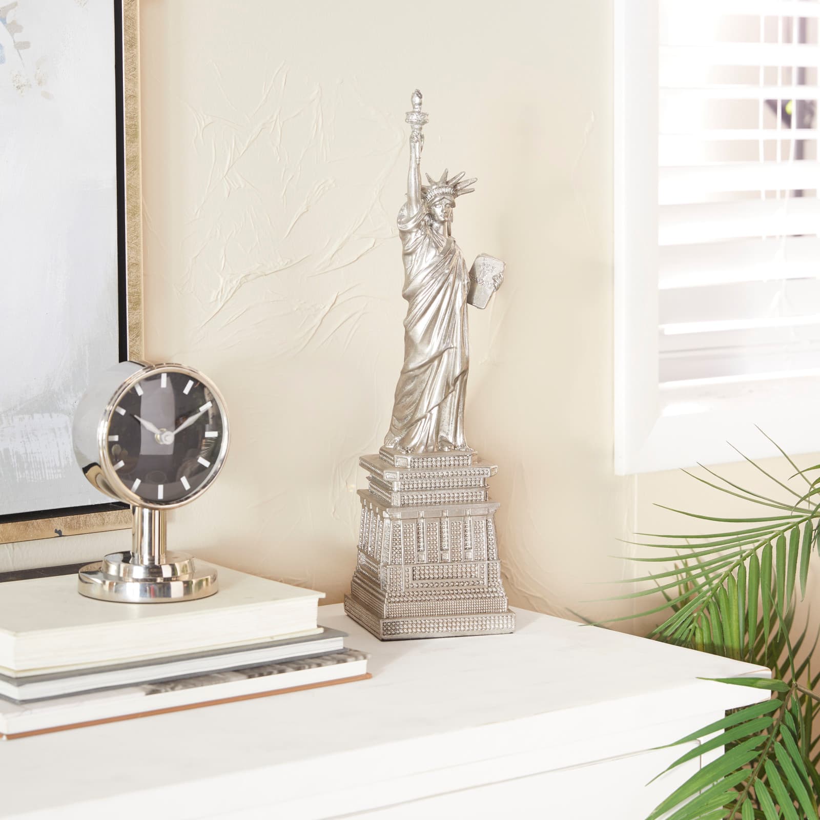 Silver Polystone Traditional Sculpture, 17" x 5" x 5"