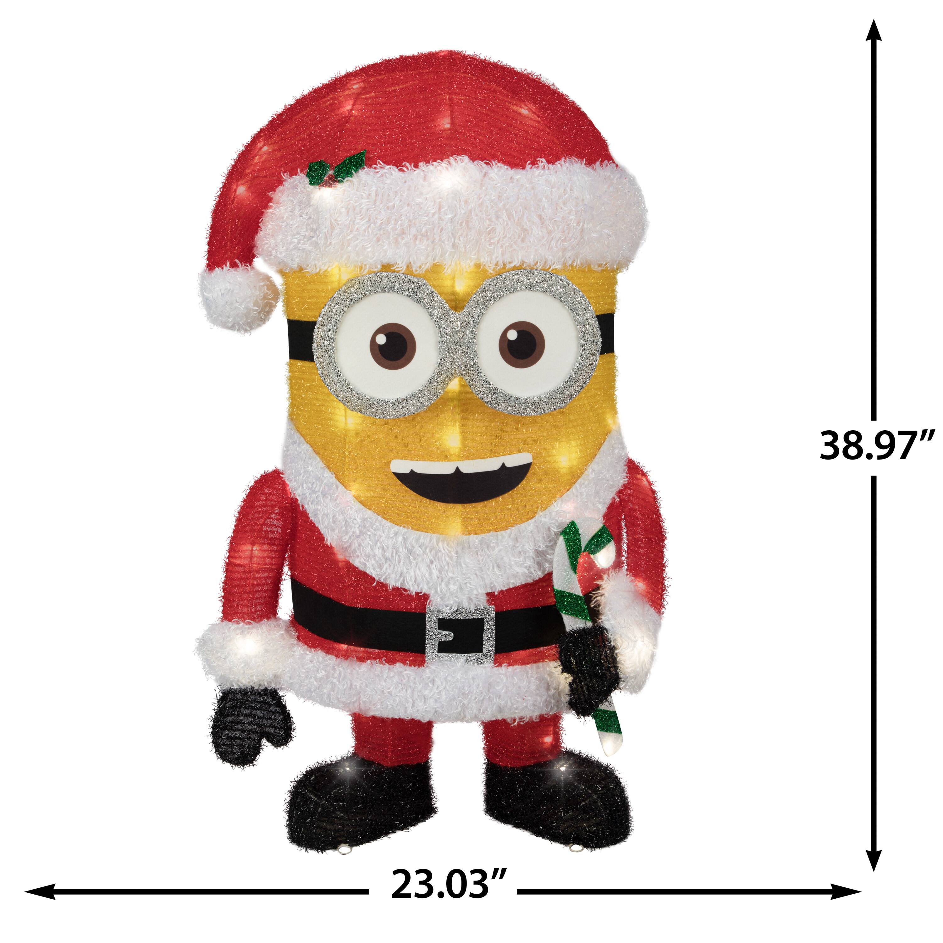 3.25ft. Minion Dave as Santa 3D Lighted Tinsel Sculpture