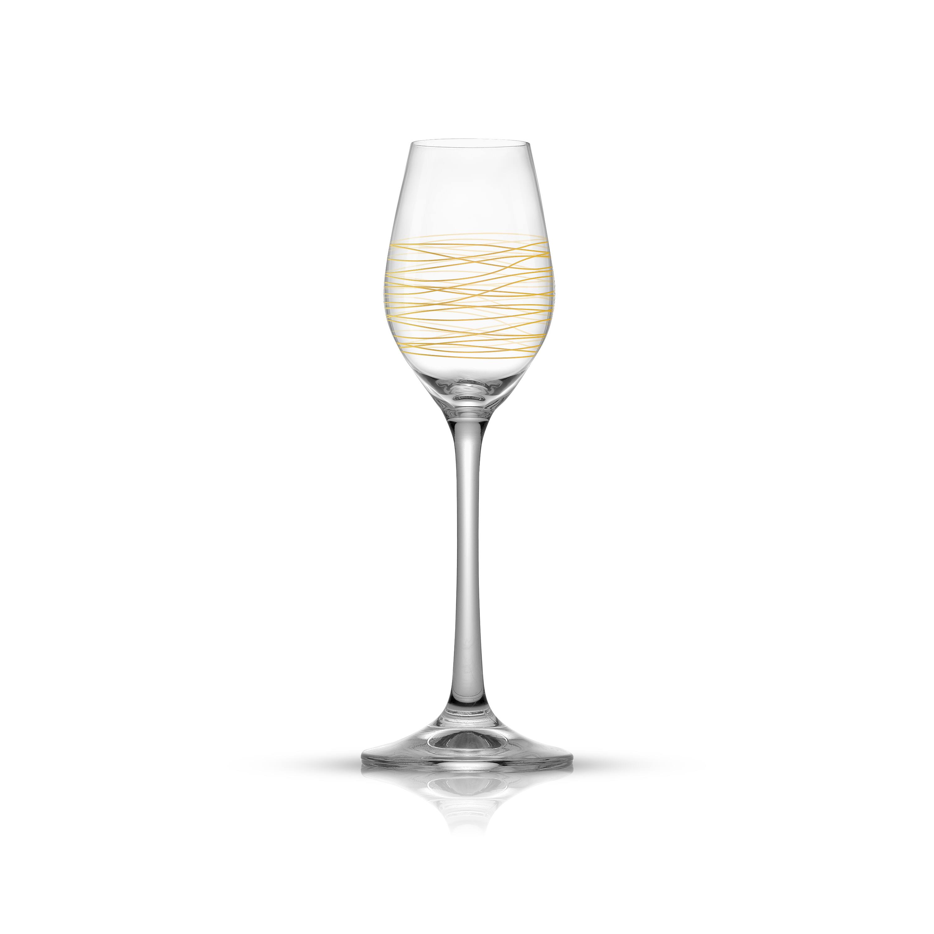 JoyJolt® Golden Royale 2oz. Crystal Stemmed Shot Cordial Glasses Set, 4ct.