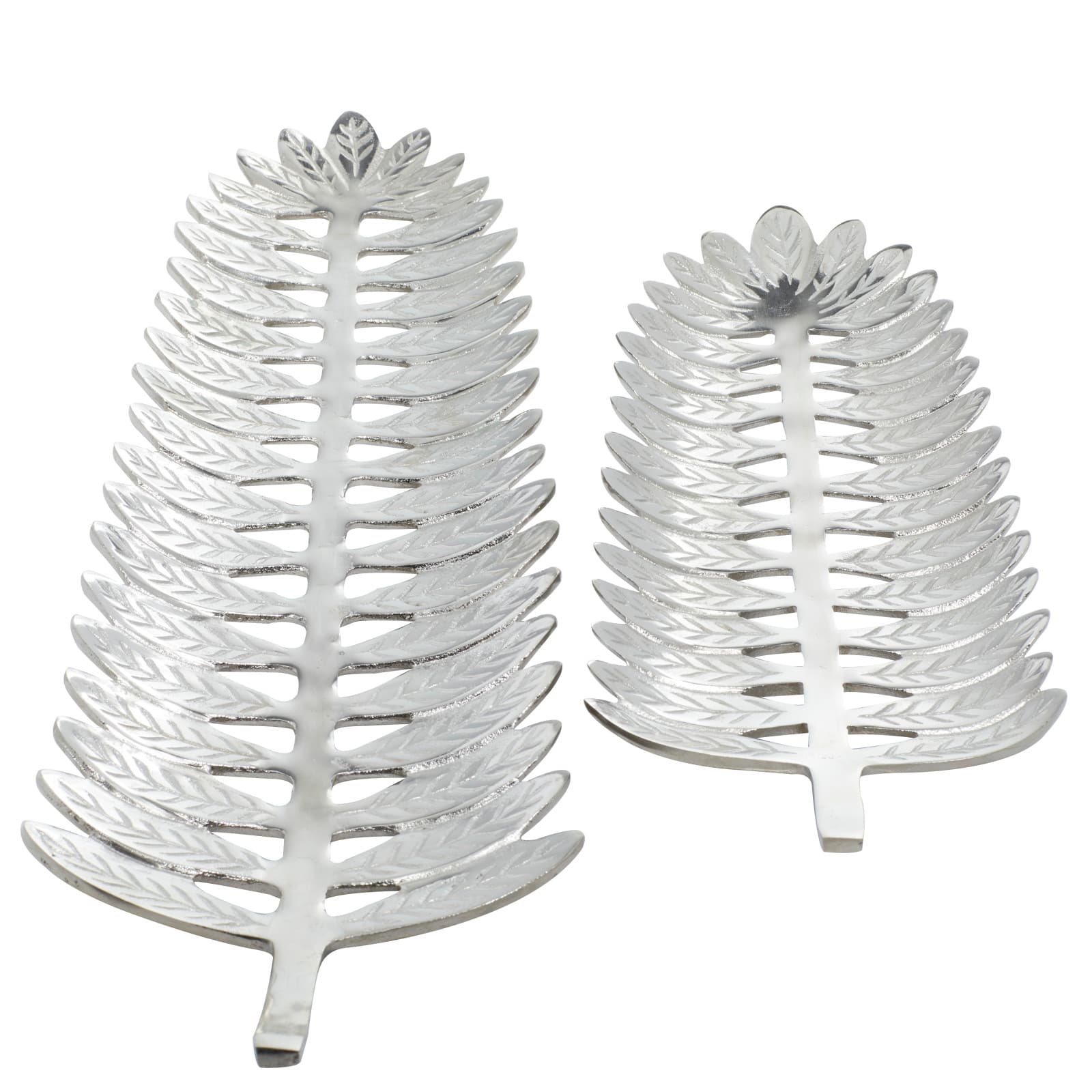 Silver Aluminum Contemporary Tray Set