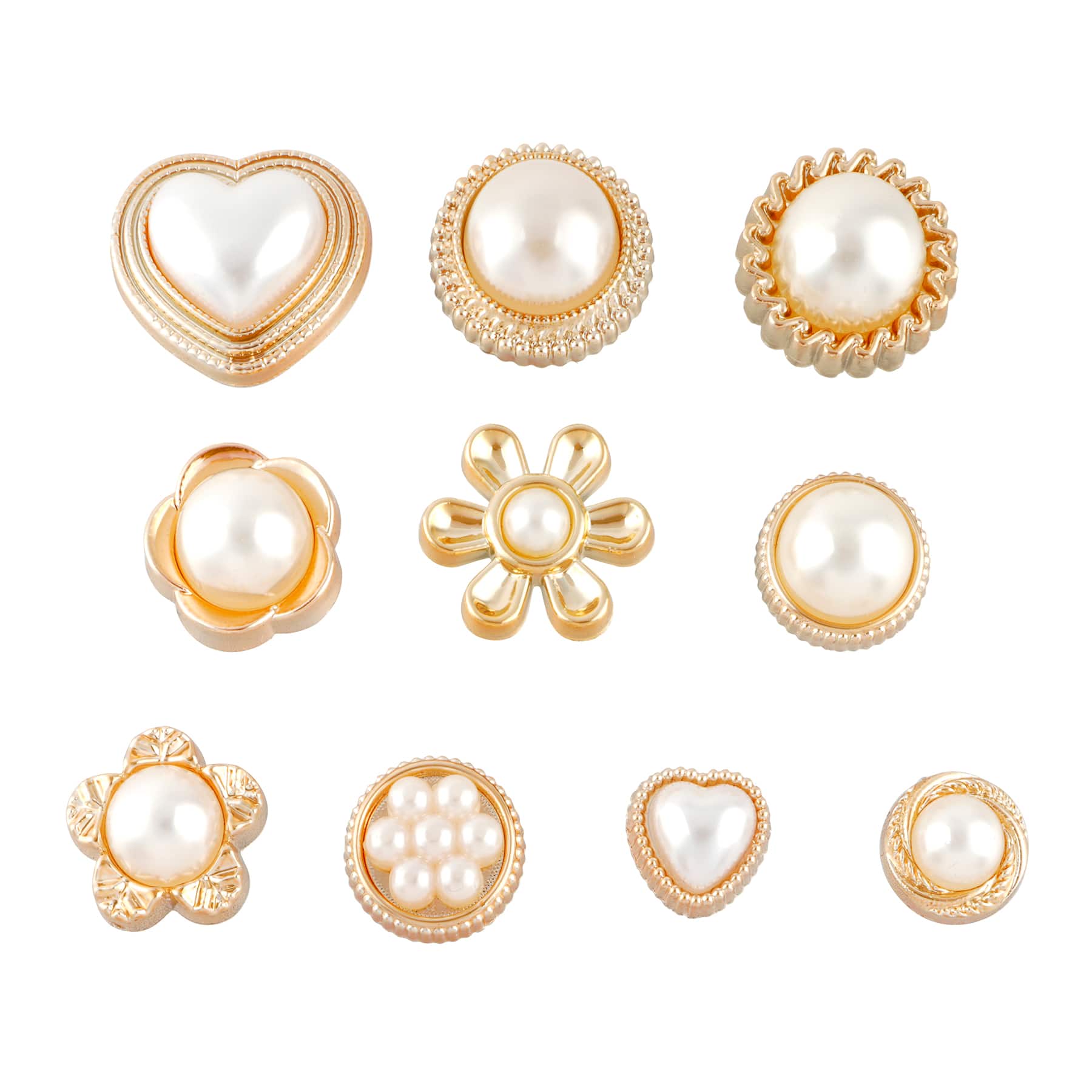 White & Gold Plastic Flatback Pearl Flower Mix, 60ct. by Bead Landing™