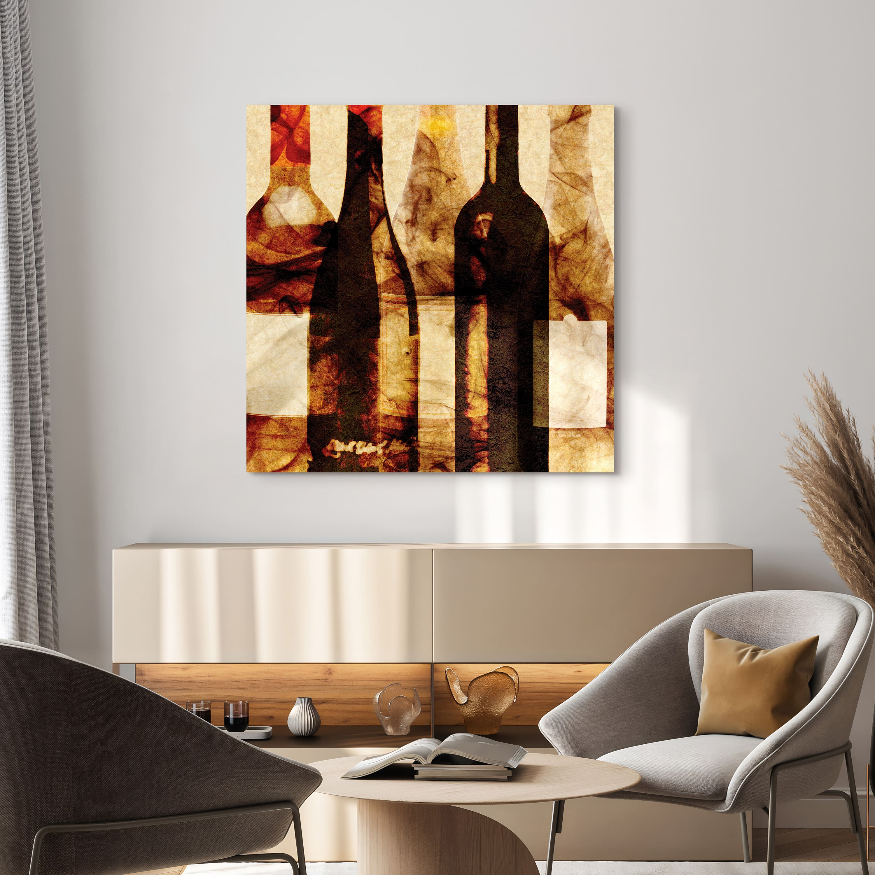 Empire Art Direct 38" x 38" Smokey Wine 3 Frameless Free Floating Tempered Art Glass Wall Art