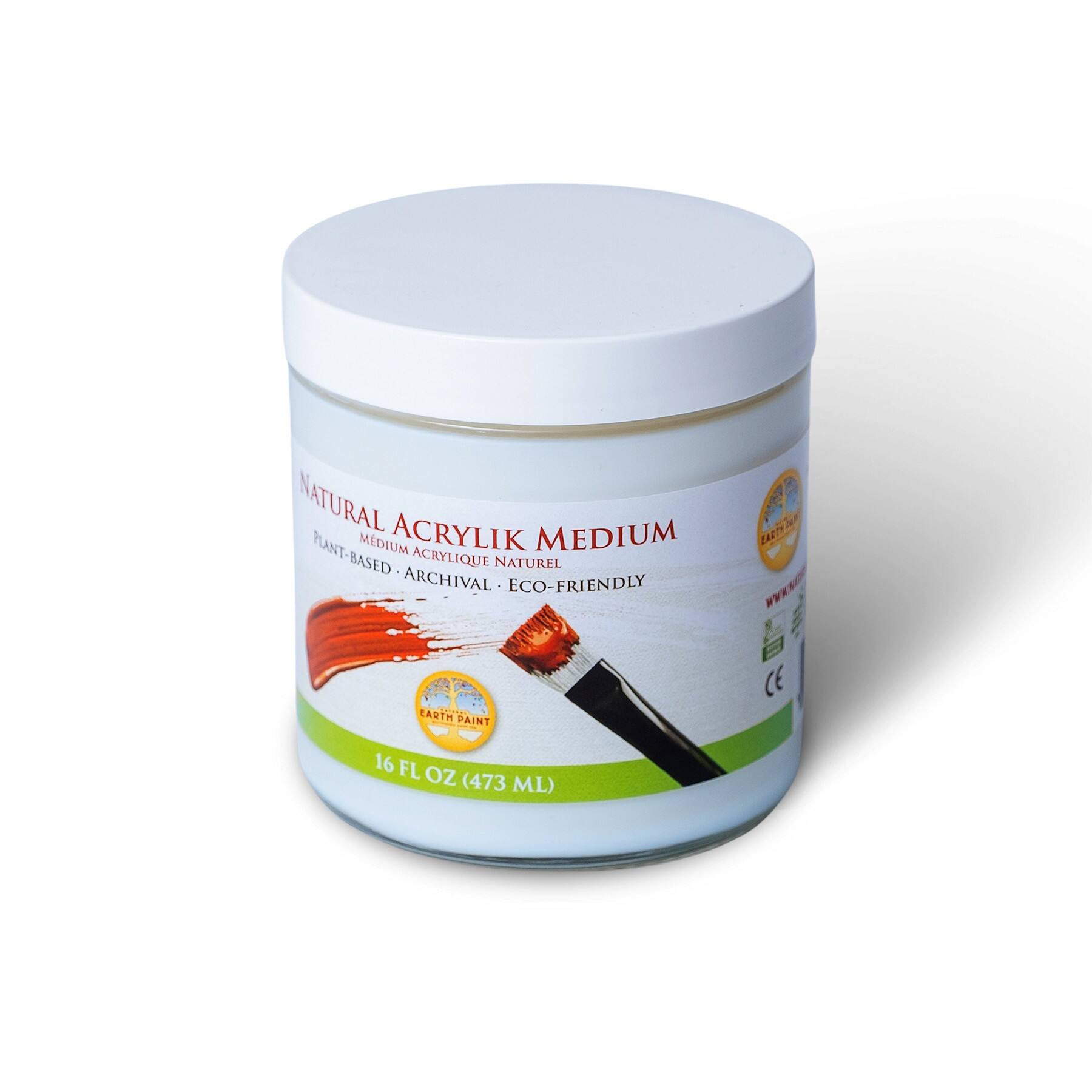 Natural Earth Paint 16oz. Natural Acrylik Medium Glass Jar