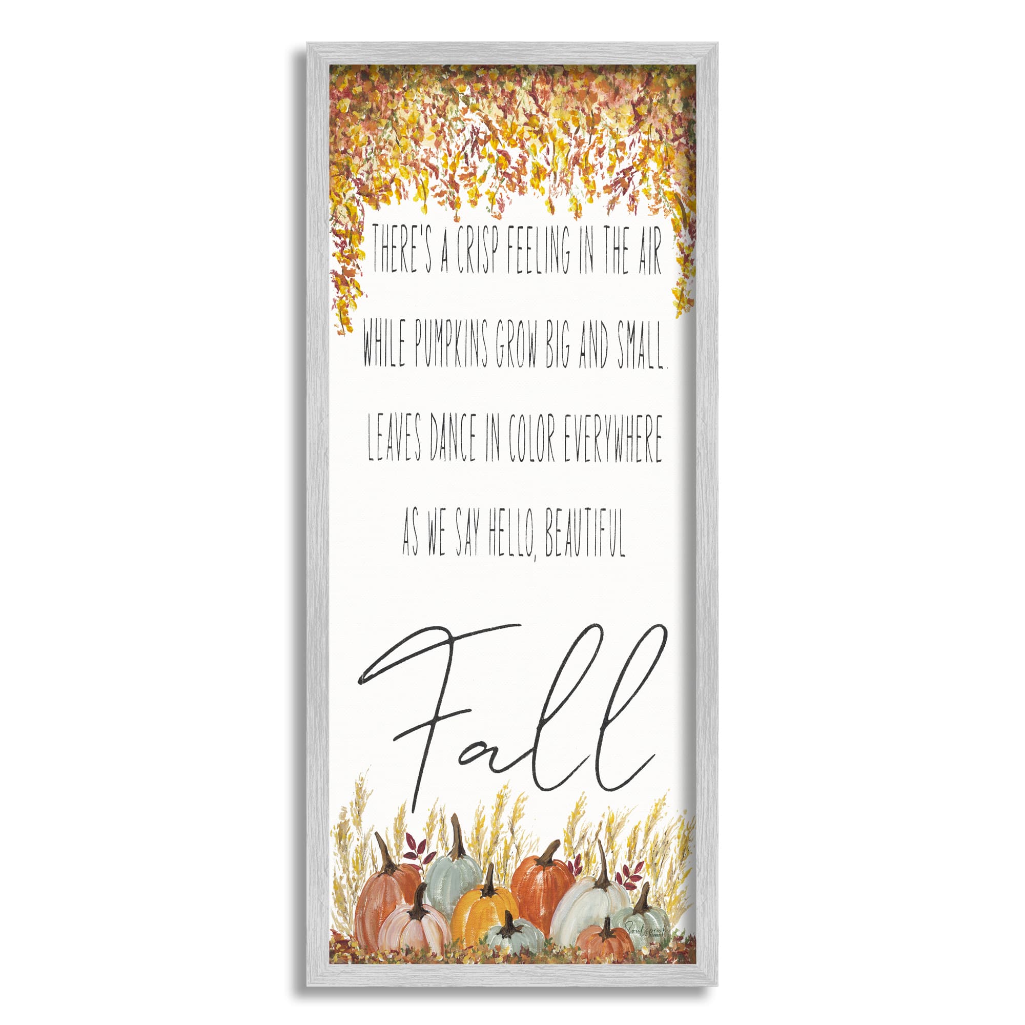 Stupell Industries Autumnal Hello Beautiful Fall Phrase Framed Giclee Art