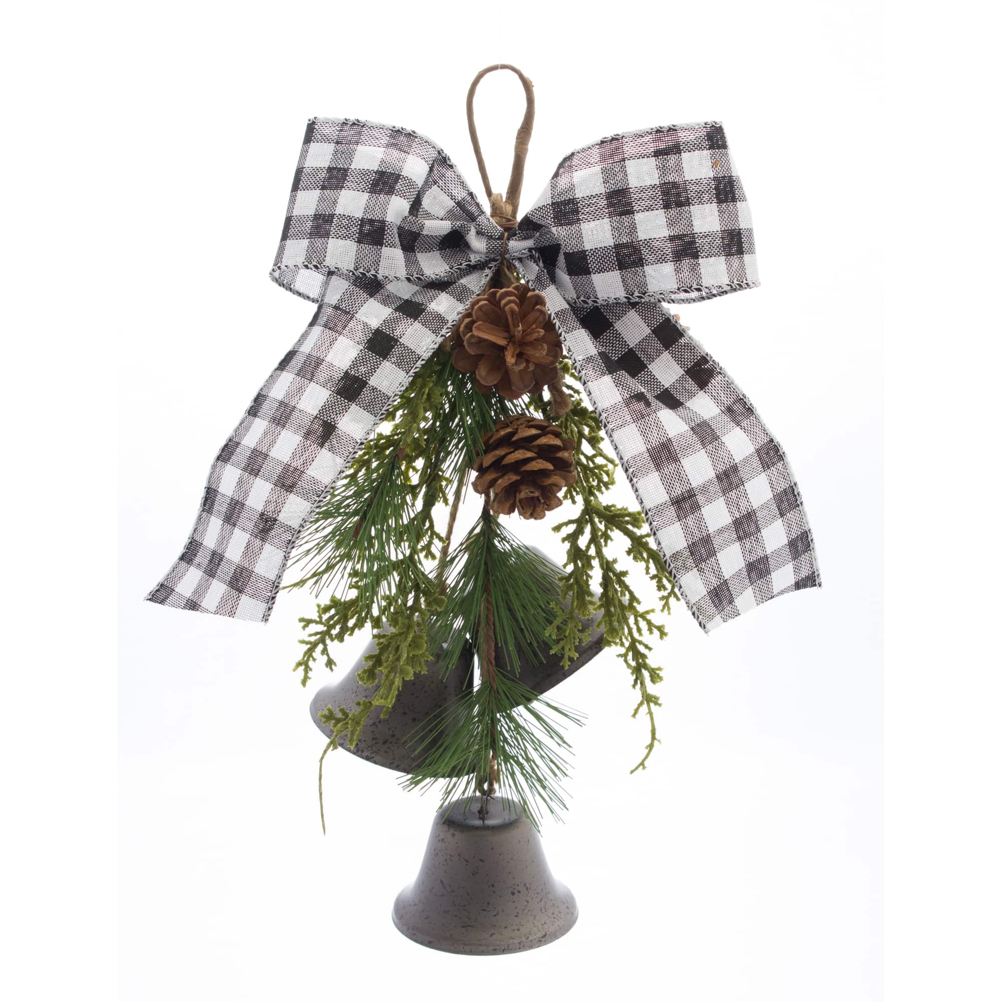 Melrose 13" Pine & Bell Bow Drop Ornaments, 6ct.