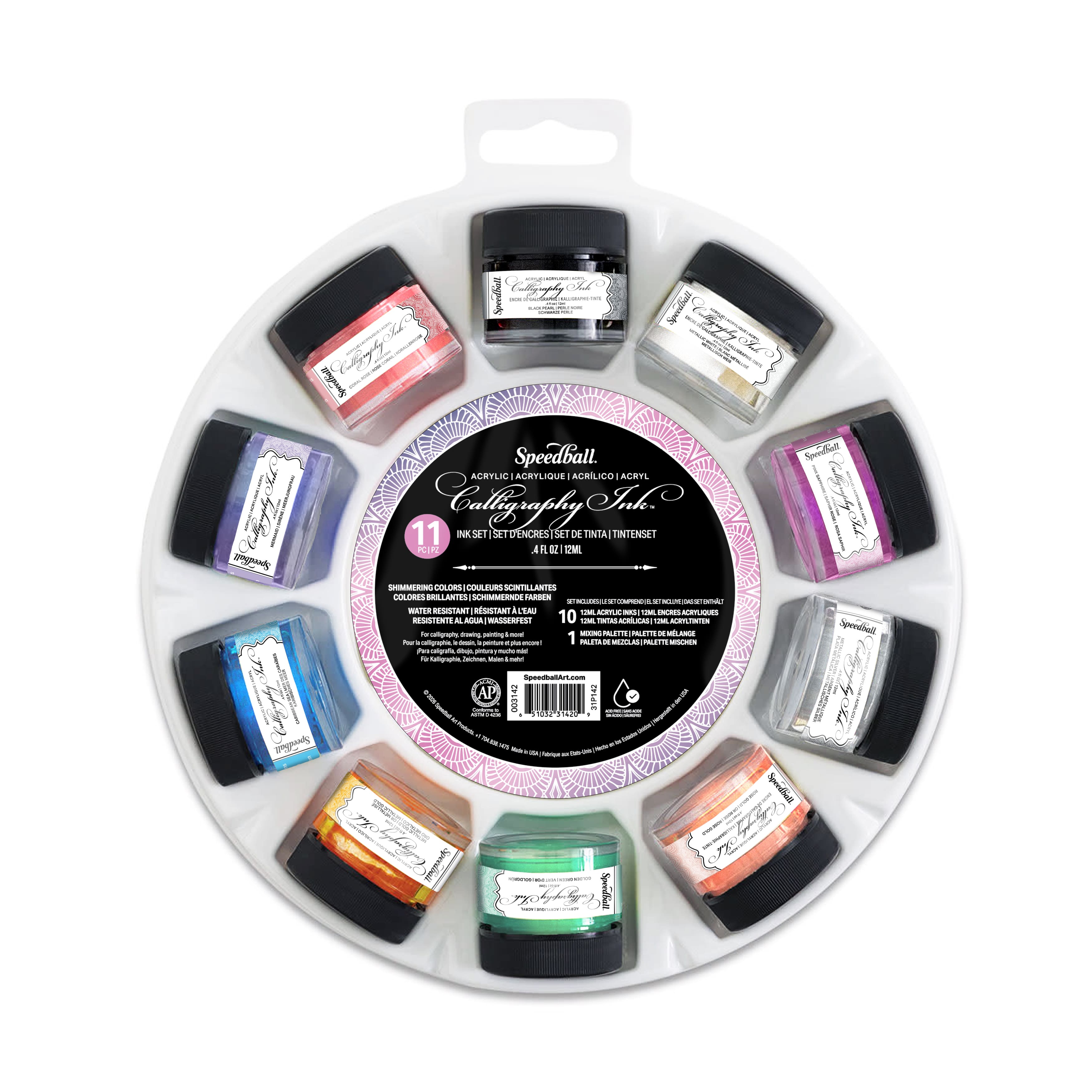 Speedball® 10 Color Iridescent & Metallic Calligraphy Ink Set