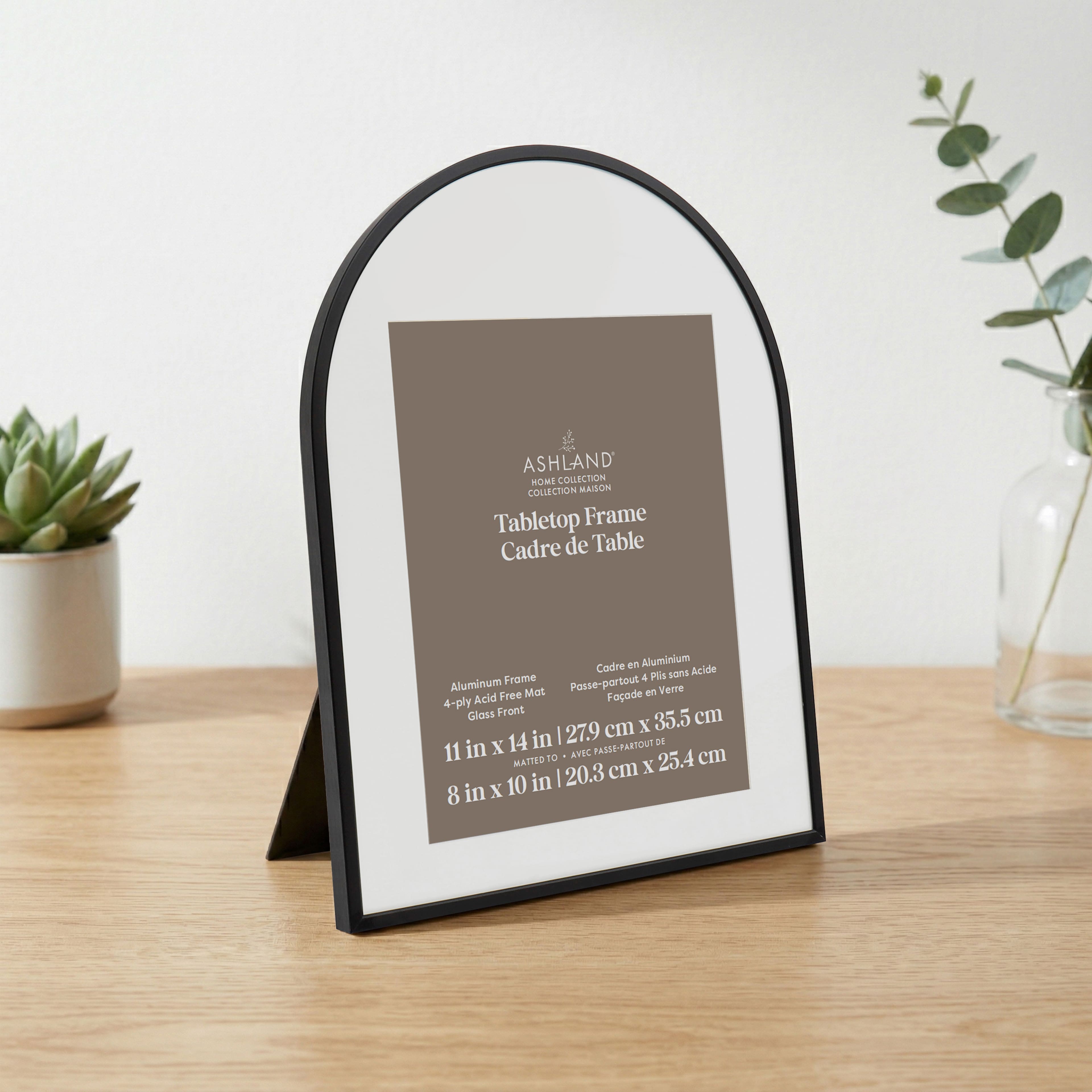 Home 8" x 10" Black Aluminum Arch Tabletop Frame with Mat by Ashland®