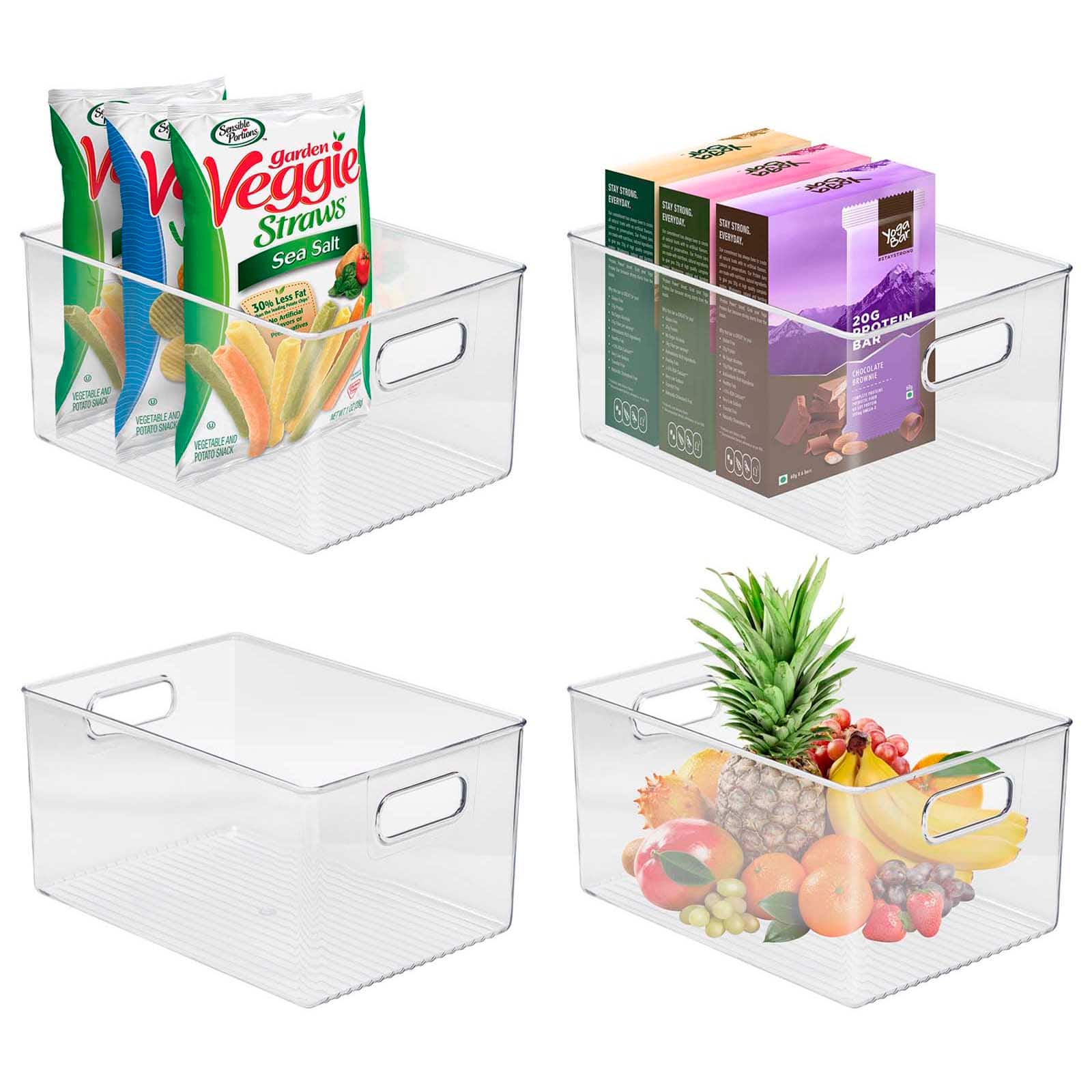 Sorbus 11.25" Clear Plastic Handled Bin Set