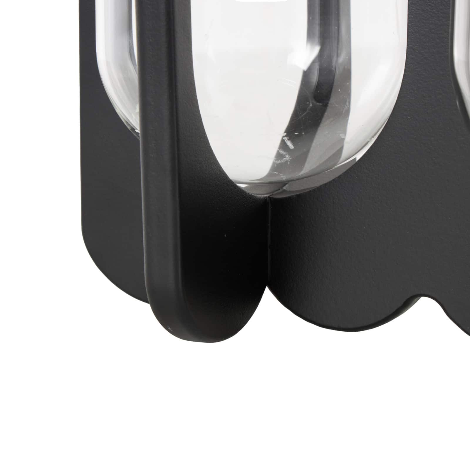 14.25" Black Wood Hurricane 3 Slot Decorative Candle Holder