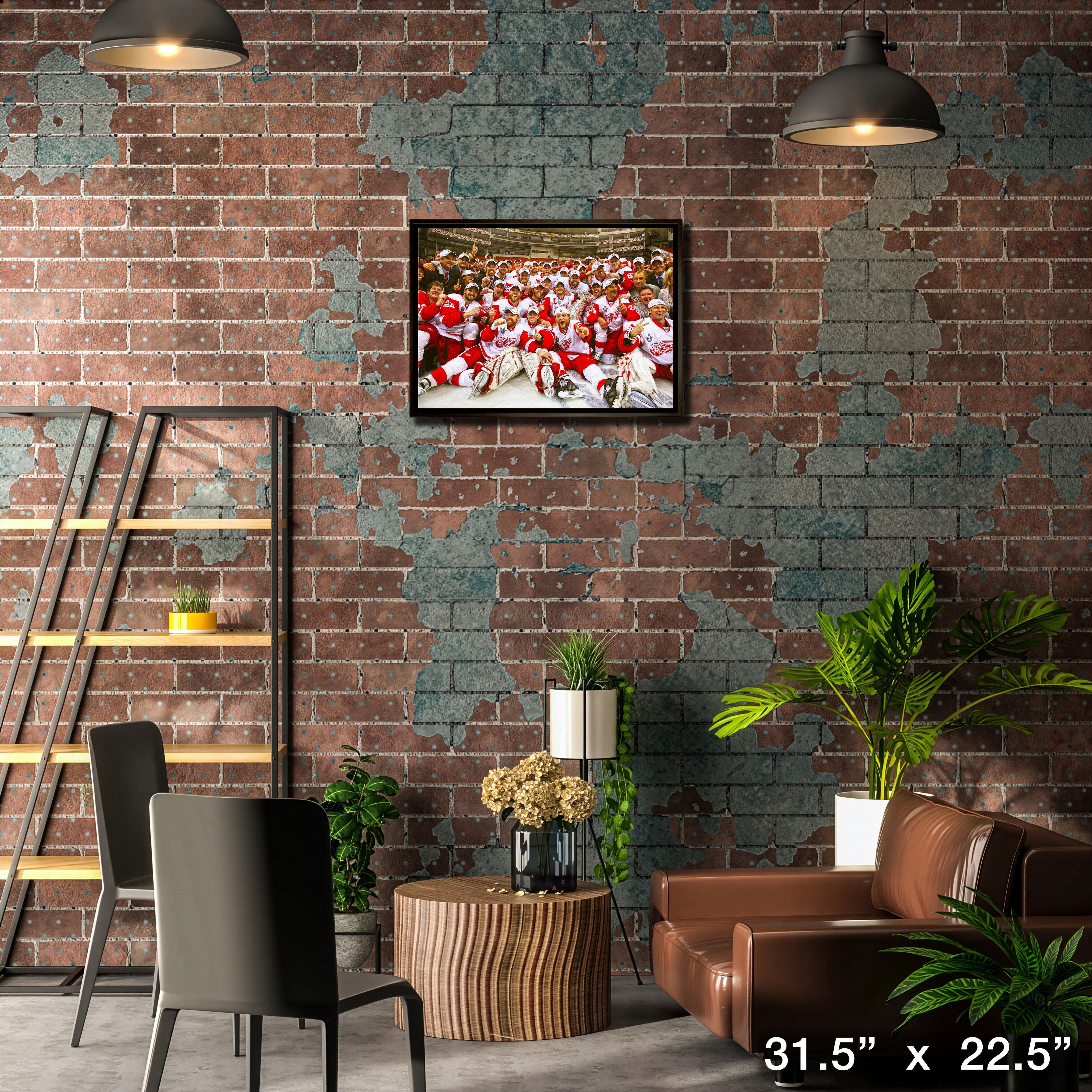 Detroit Red Wings 20" x 29" Framed Canvas 2008 Stanley Cup 31.5" x 22.5"