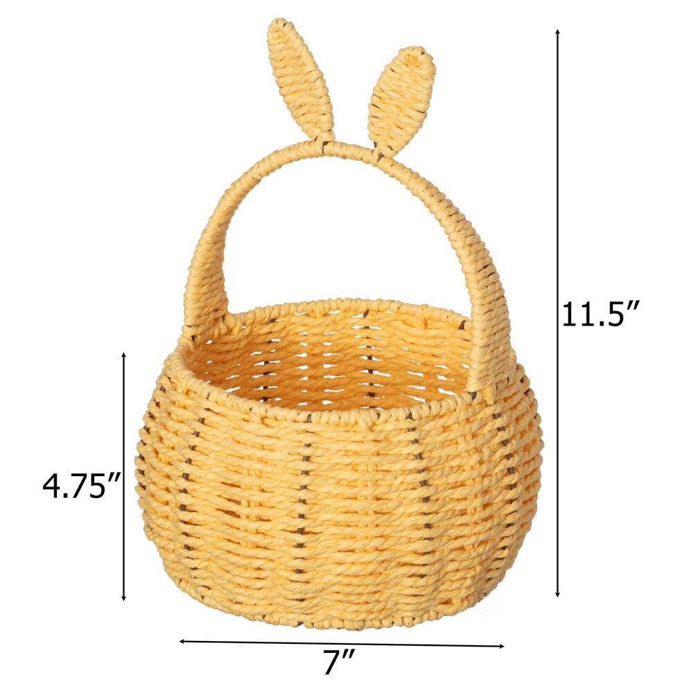 Wickerwise Hand Woven Easter Bunny Ears Basket with Handle