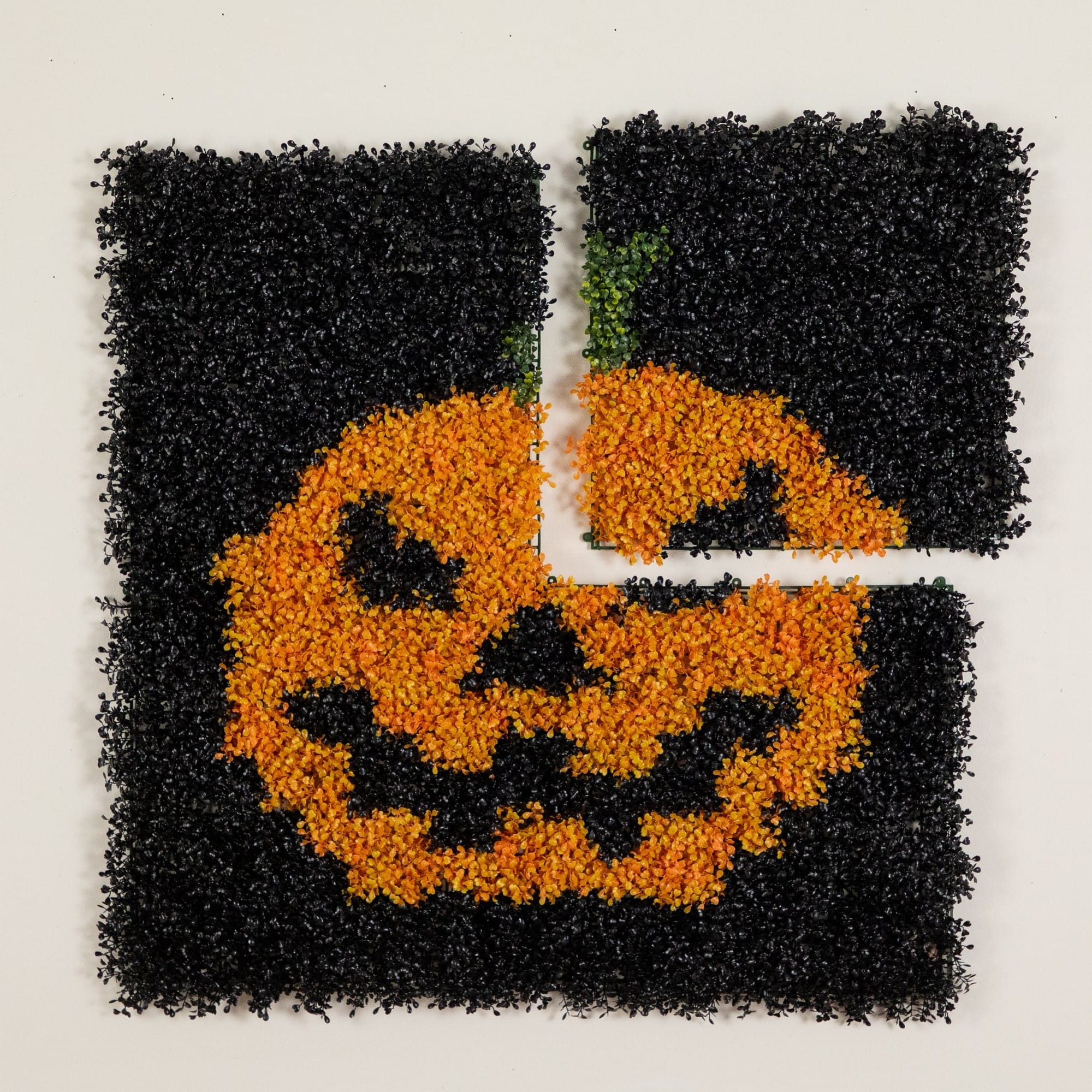40" x 40" UV Resistant Artificial Halloween Boxwood Jack-o'-Lantern Wall Décor Mat