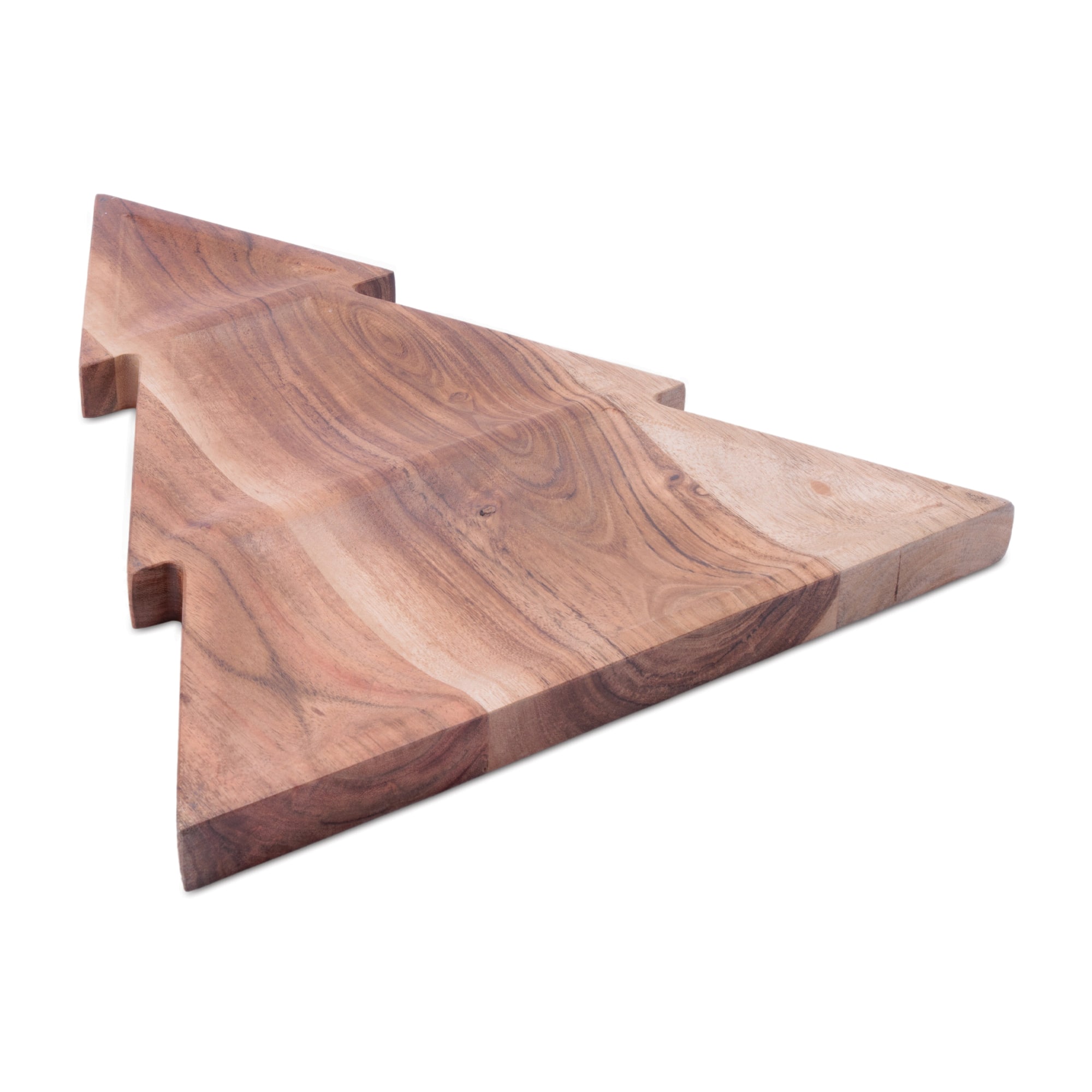 Melrose Wood Christmas Tree Divided Serving Tray