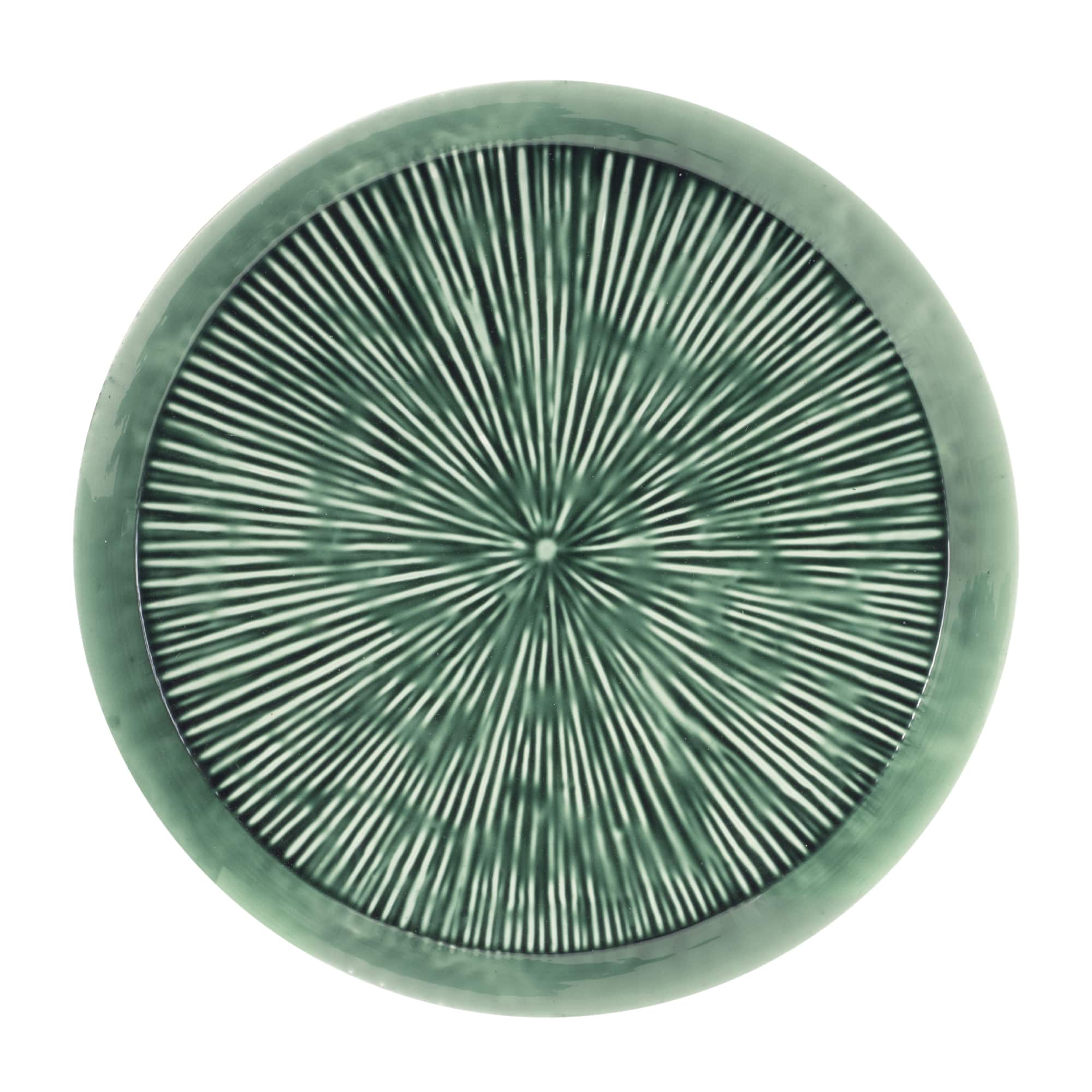 13.75" Round Etched Decorative Metal Tray