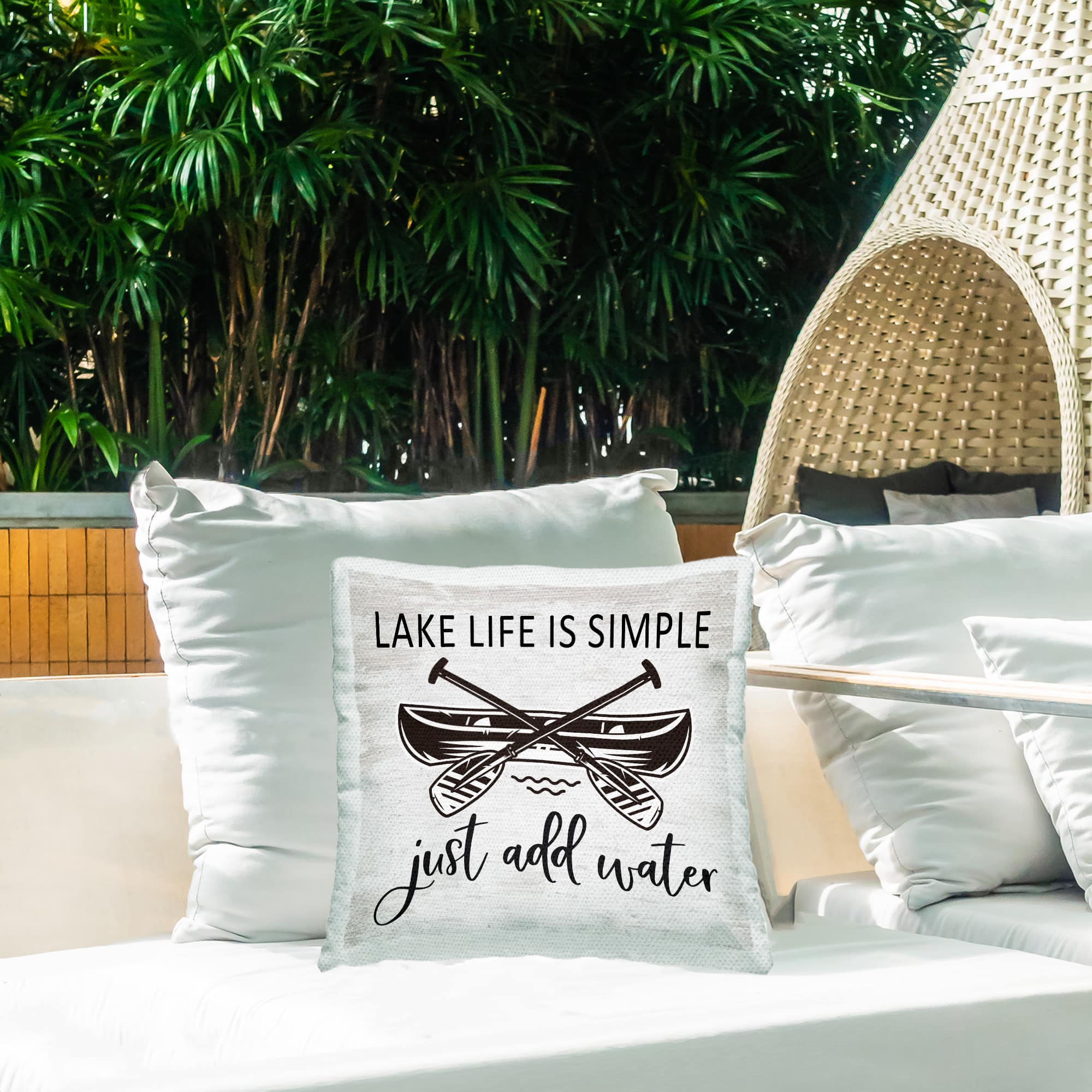 Stupell Industries 18" x 18" Lake Life Is Simple Just Add Water Phrase Printed Outdoor Throw Pillow