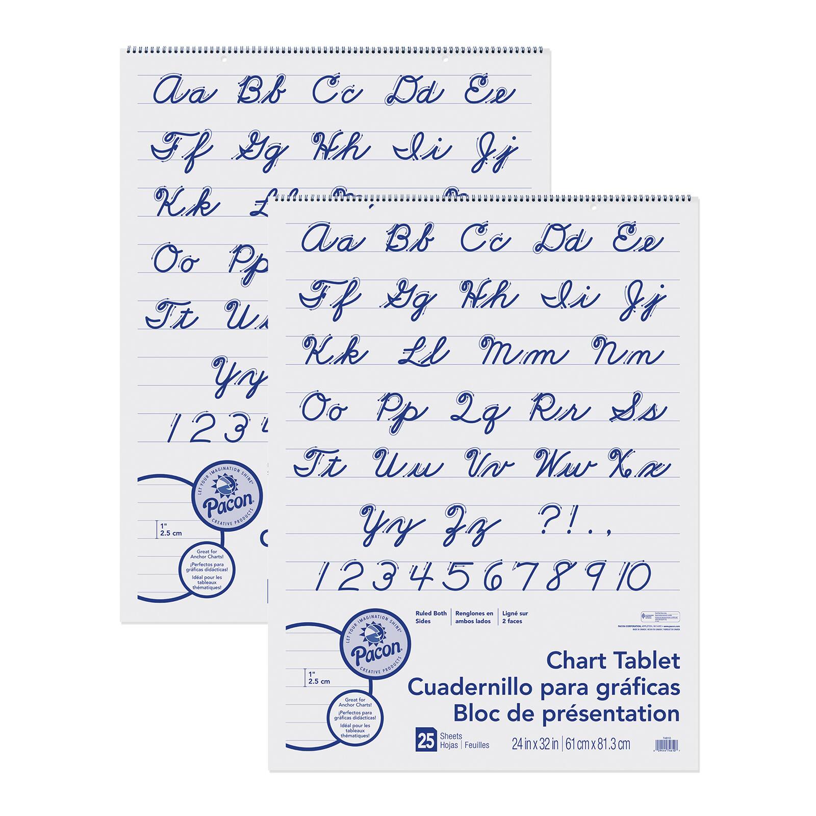 Pacon® 24" x 32" Cursive Cover Ruled Chart Tablets, 2 Packs of 25