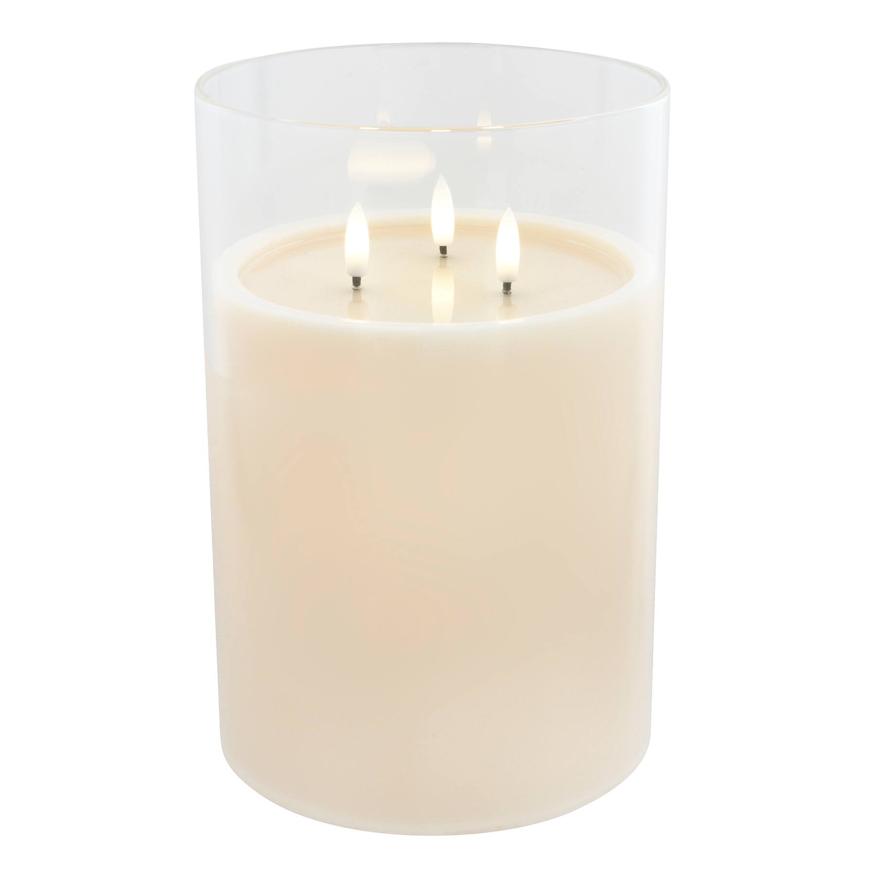 9" LED 3-Wick Flickering Glass & Wax Candle by Ashland®