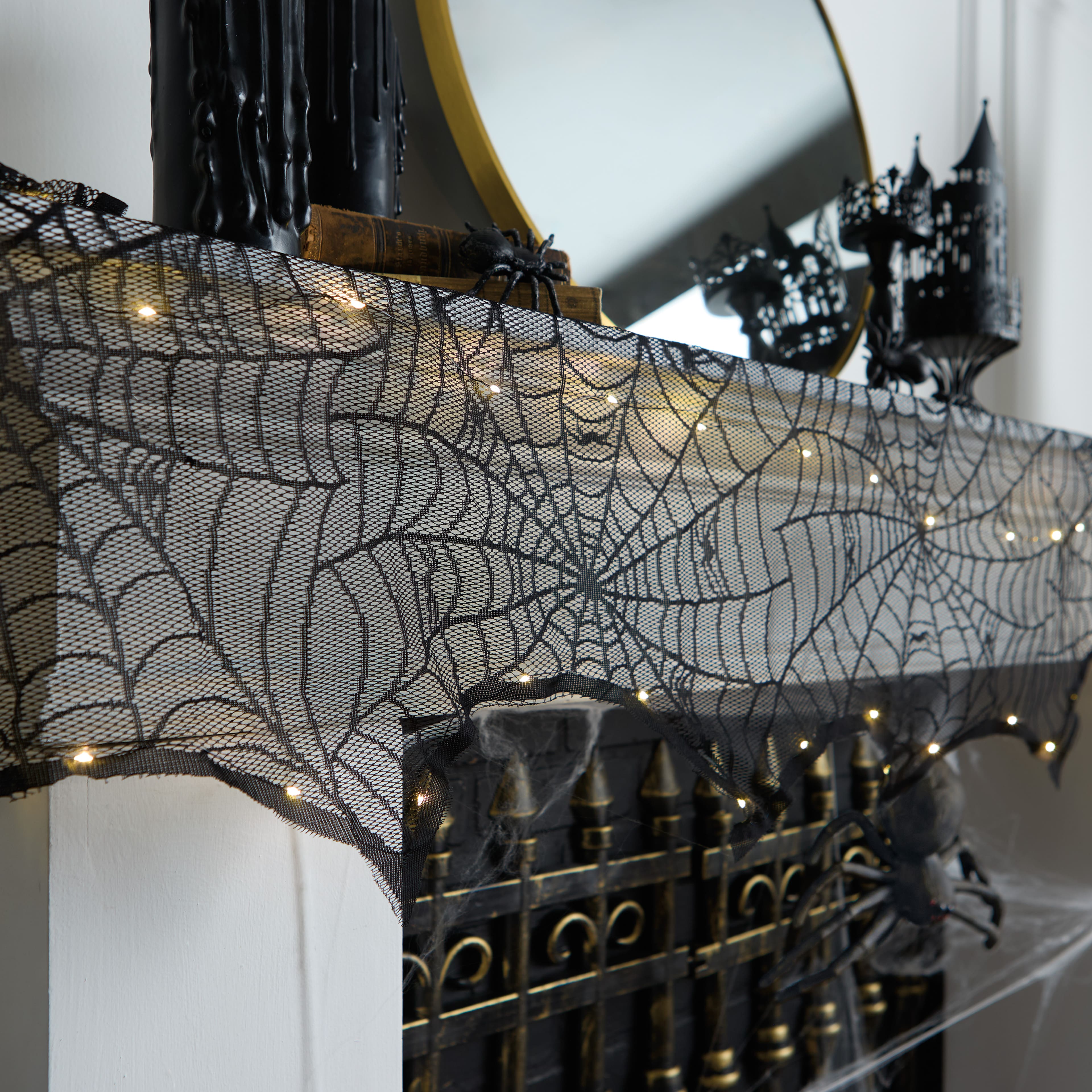 96" Spiderweb LED Lighted Mantel Scarf by Ashland®