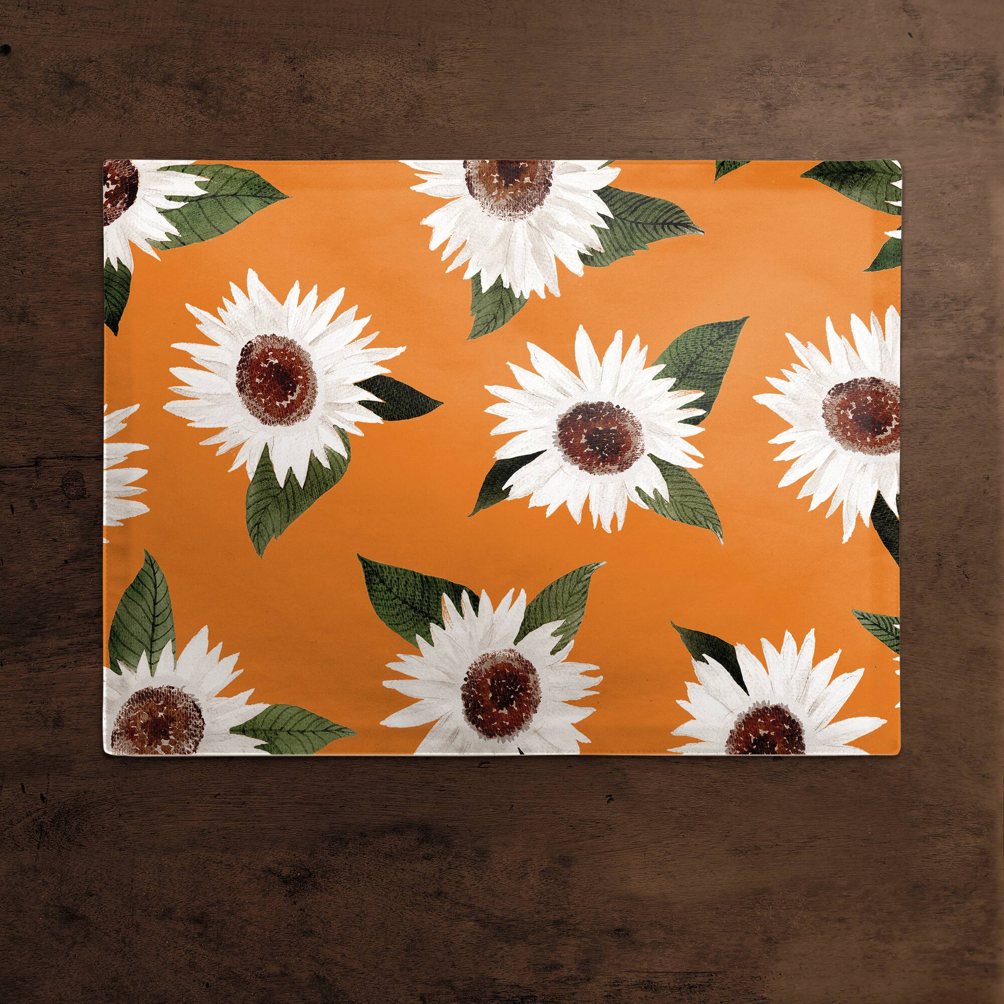 White Flowers 18" x 14" Cotton Twill Placemat