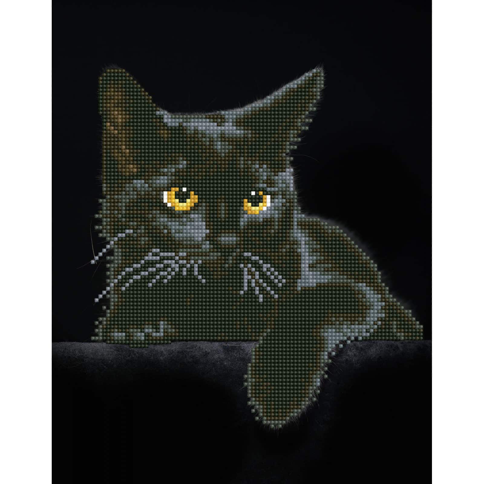 Diamond Dotz® Intermediate Midnight Cat Pre-Framed Diamond Painting Kit