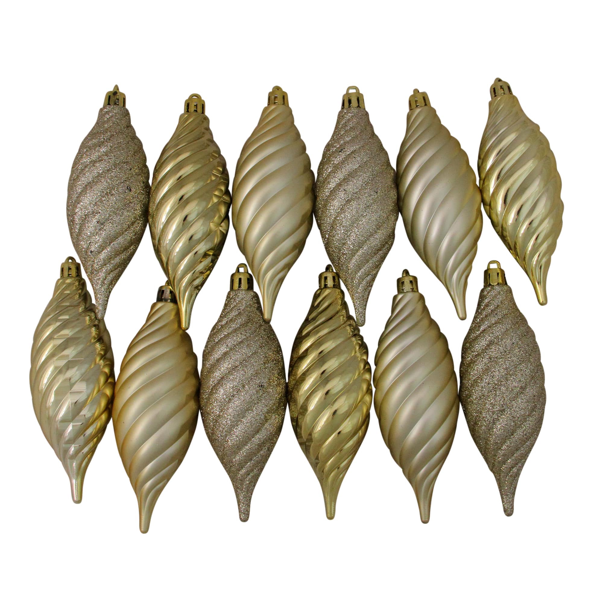 125ct. Champagne Gold Shatterproof 4-Finish Christmas Ornaments