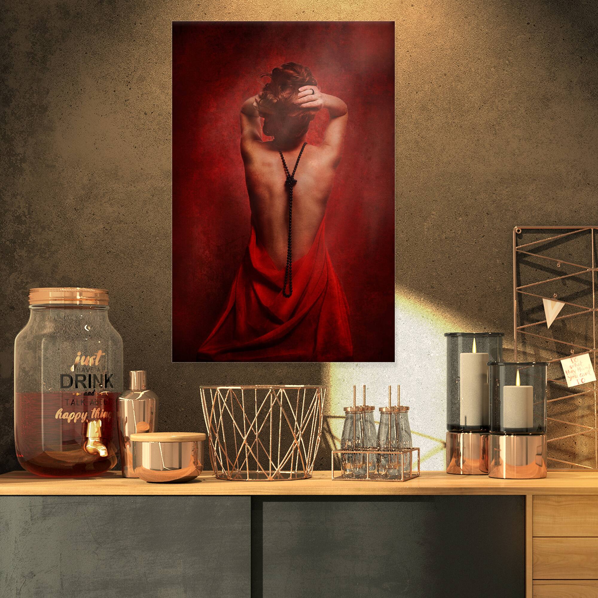 Designart - Woman in Red - Portrait Canvas Art Print