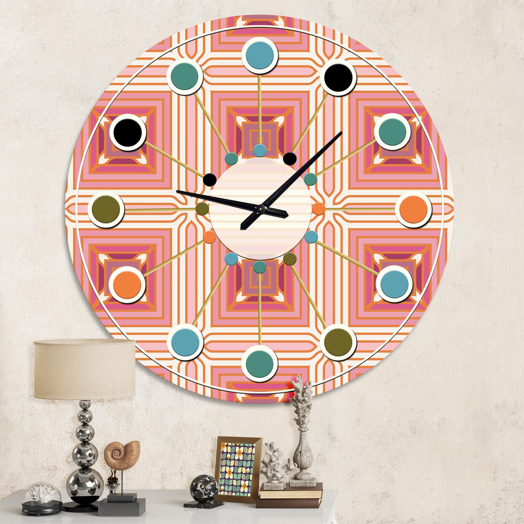 Designart Geometric Retro Design II Mid-Century Modern Wall Clock