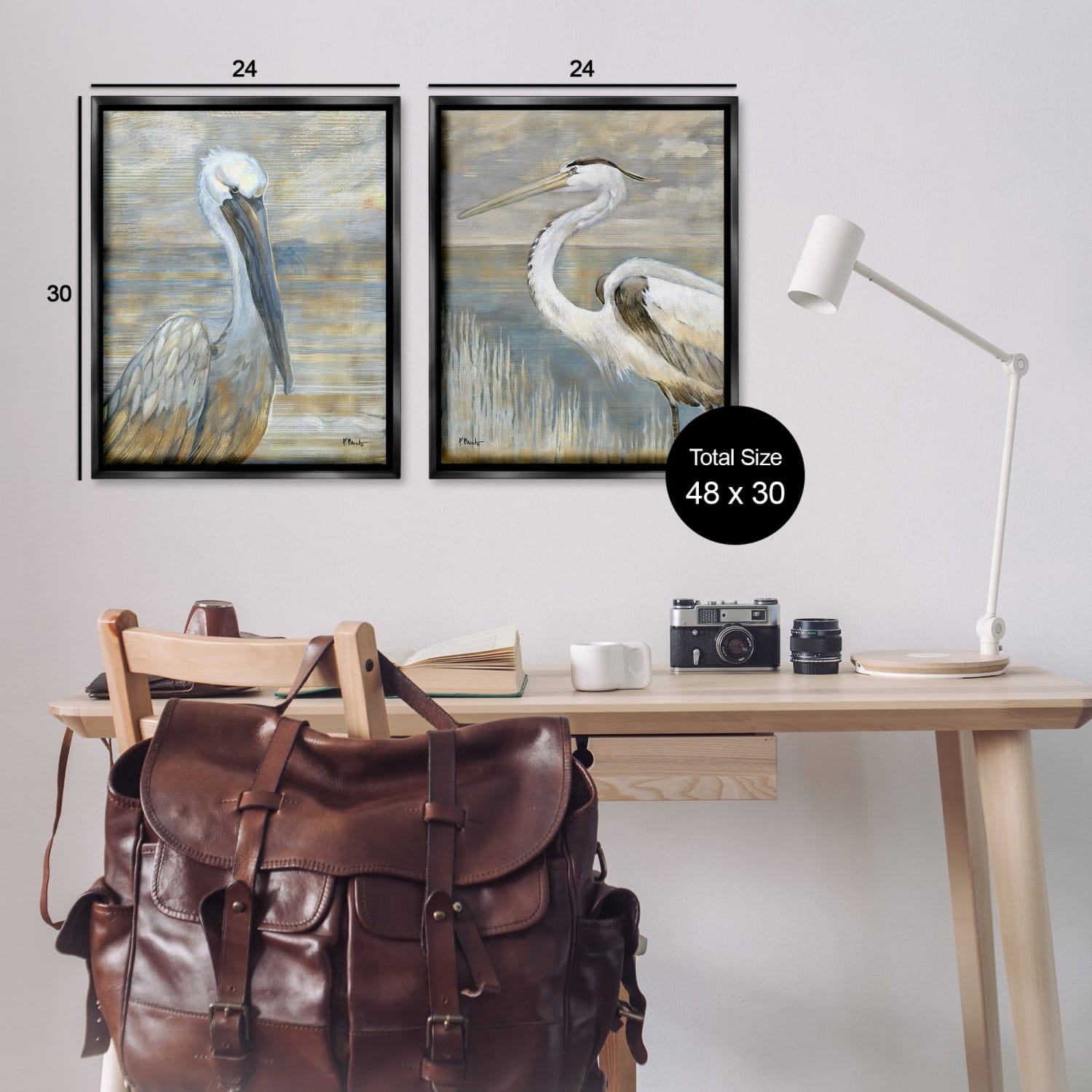 Stupell Industries Sea Birds Abstract Beach Floater Framed Art Set