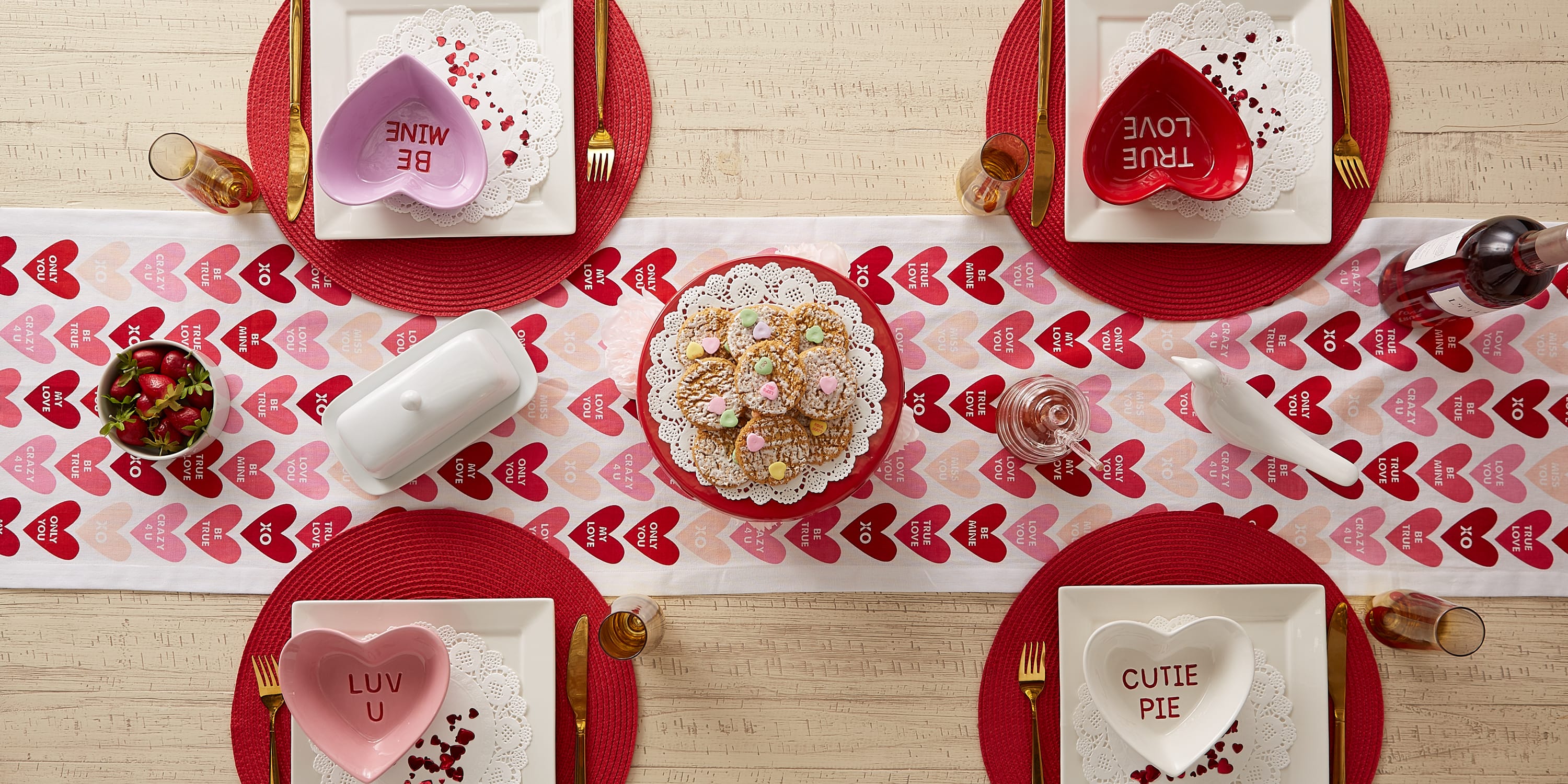 DII® 72" Conversation Hearts Print Table Runner