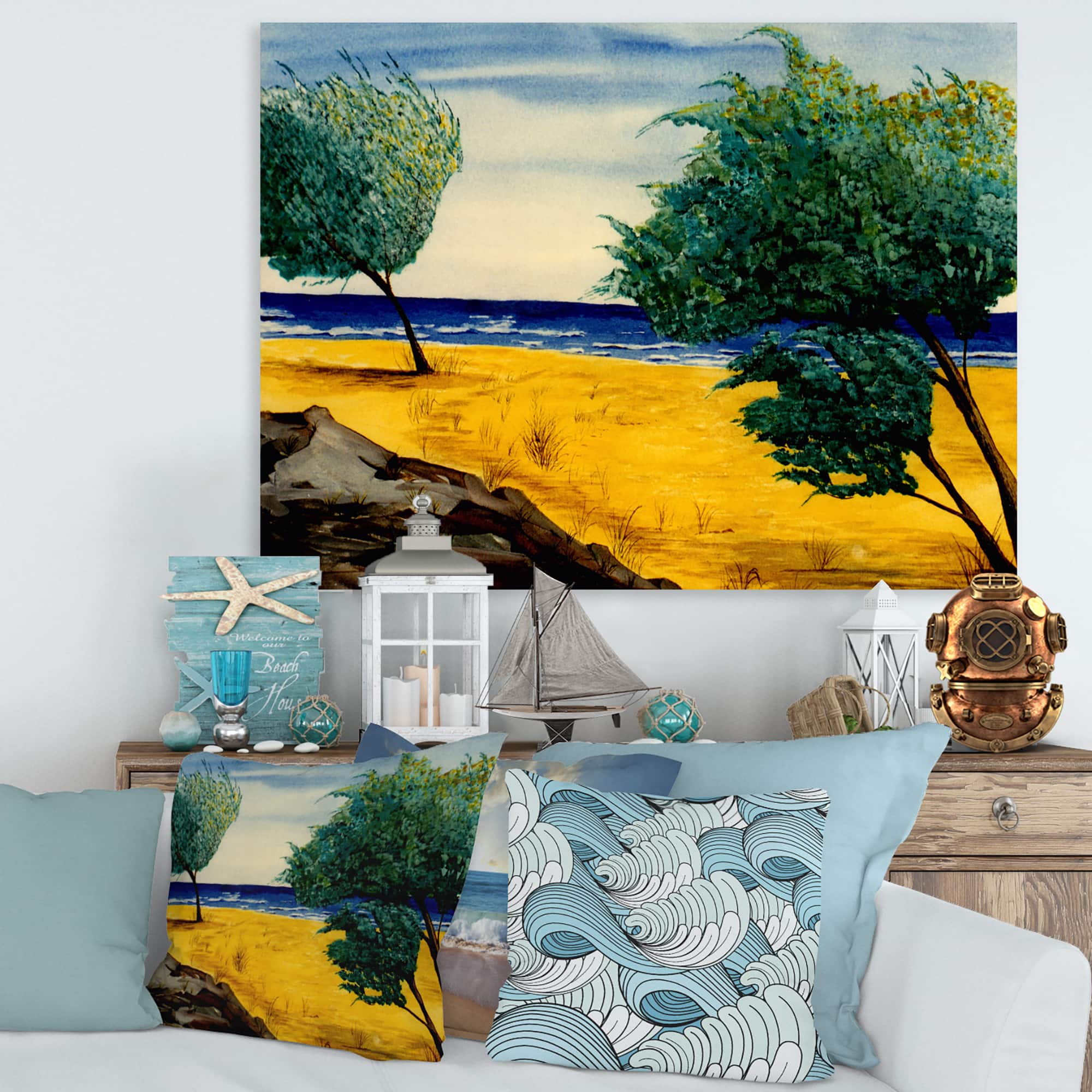 Designart - Orange Beach By The Coastline