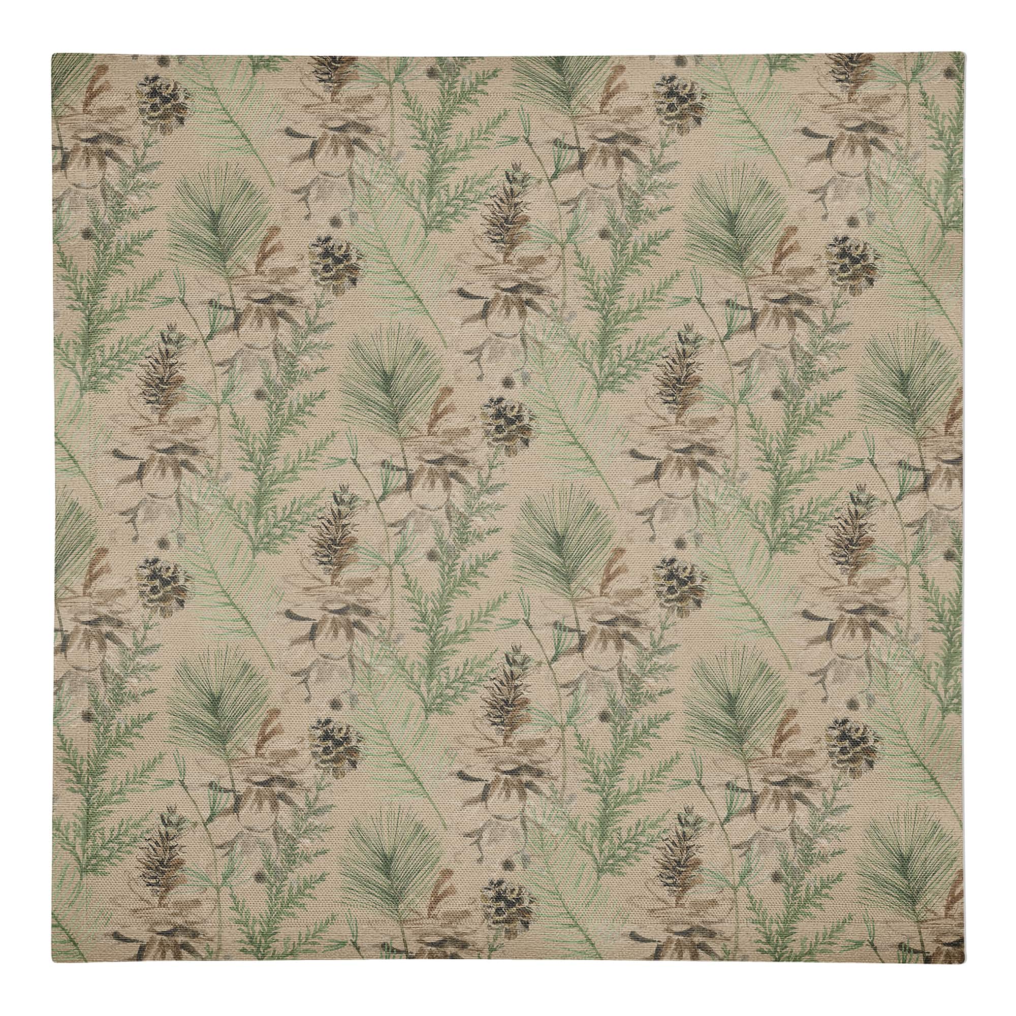Pine Cones & Greenery on Cotton Twill Napkin