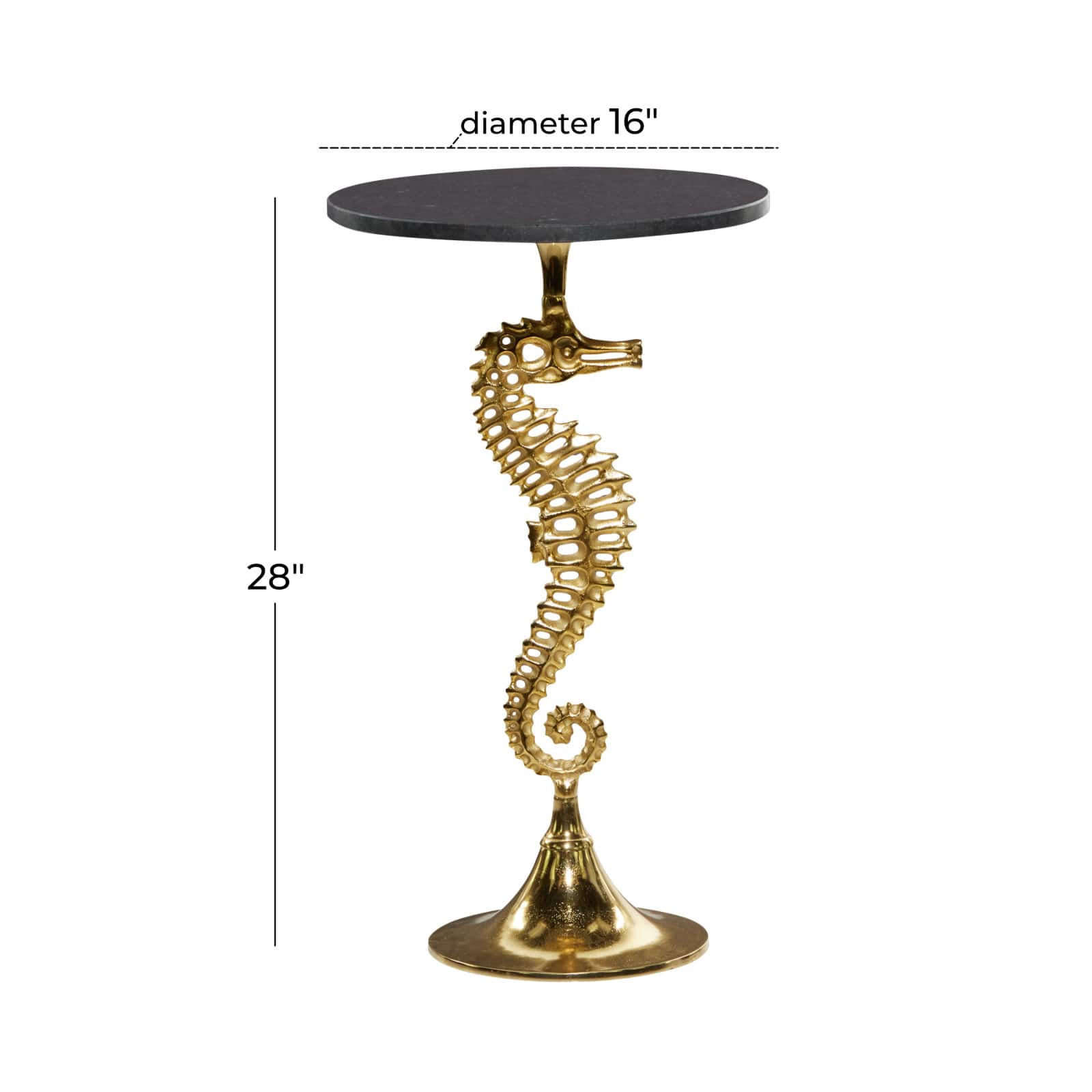 28" Gold Aluminum Coastal Accent Table