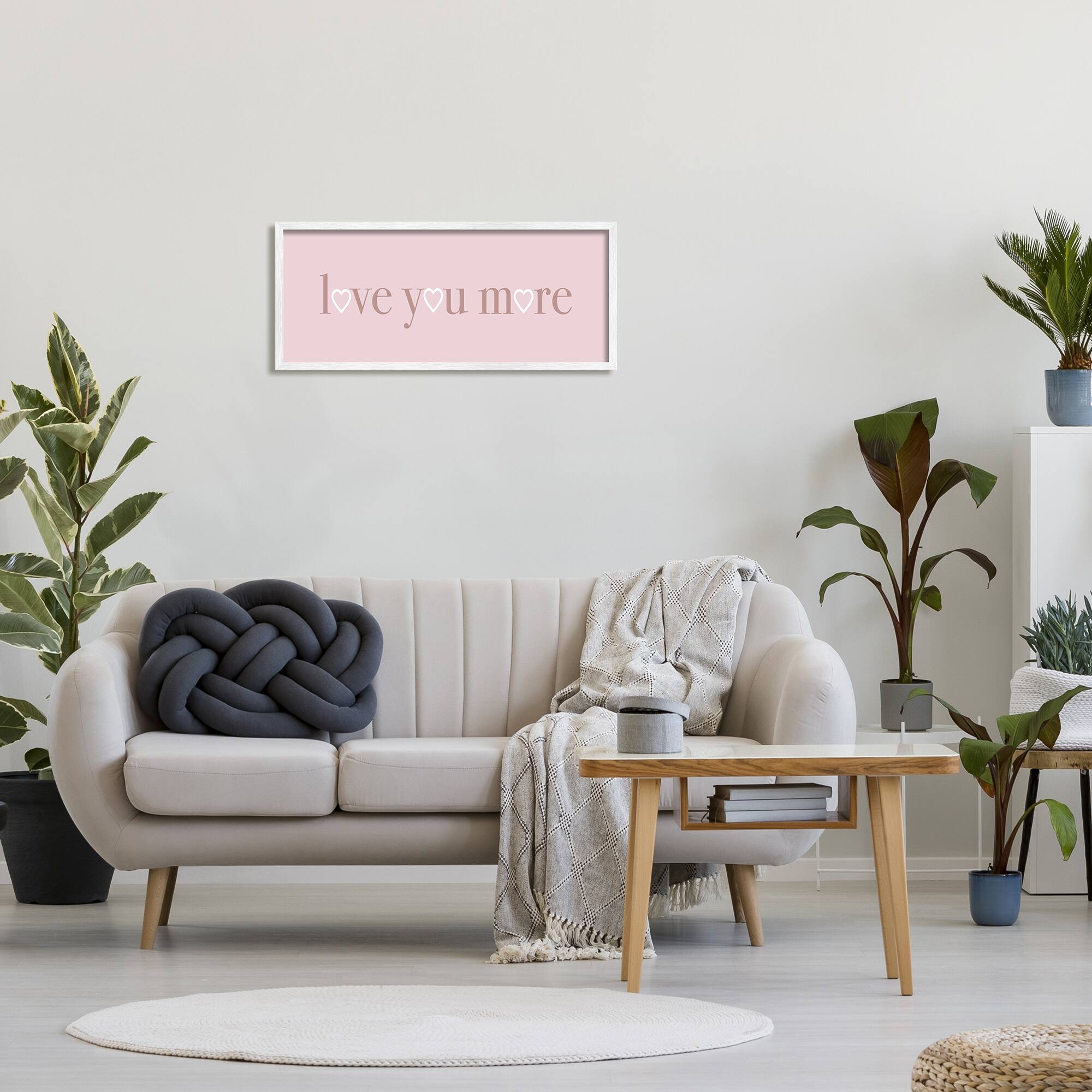 Stupell Industries Soft Pink Love You More Phrase Heart Shapes in Frame Wall Art