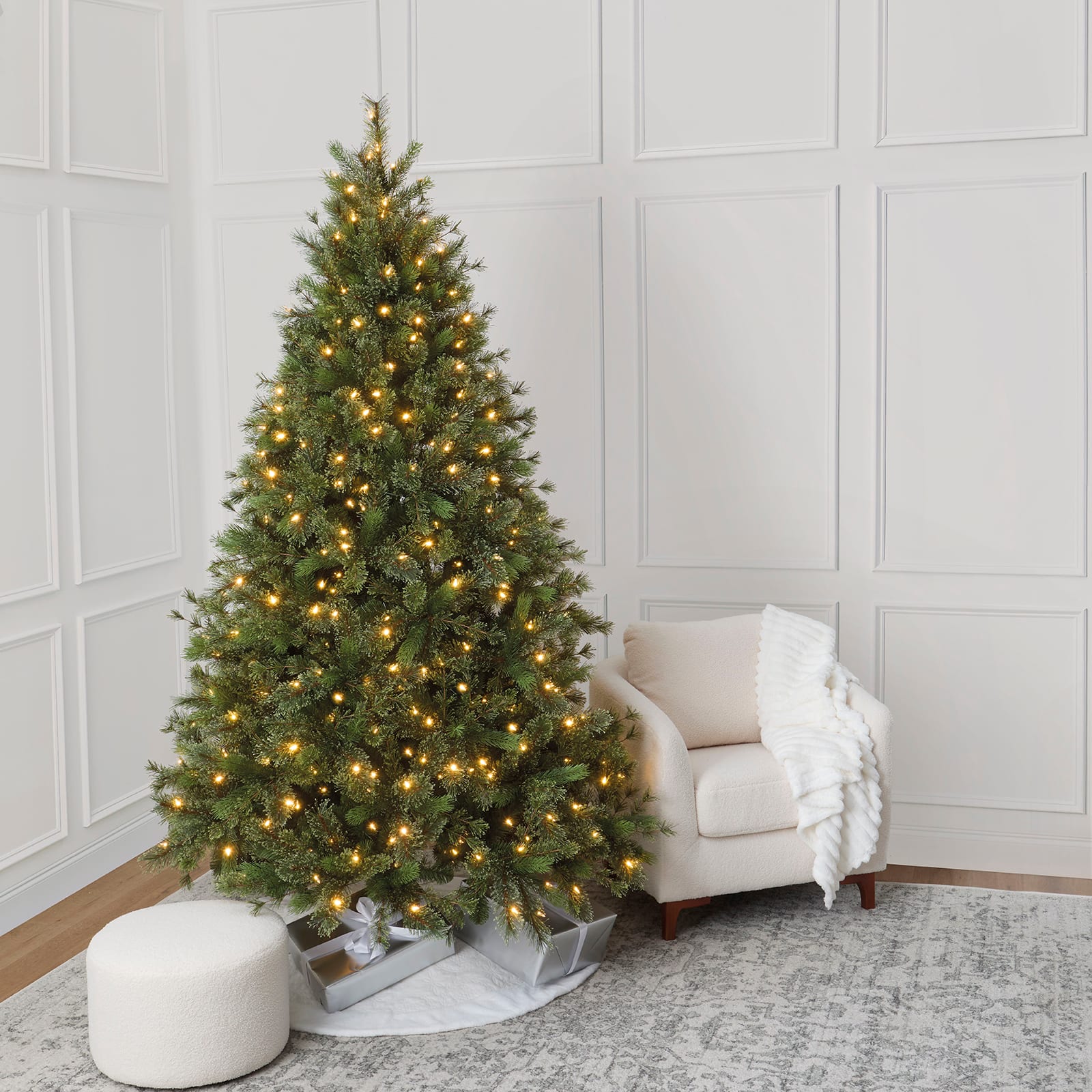 7.5ft. Pre-Lit Jackson Spruce Artificial Christmas Tree, Warm White LED Lights by Ashland®