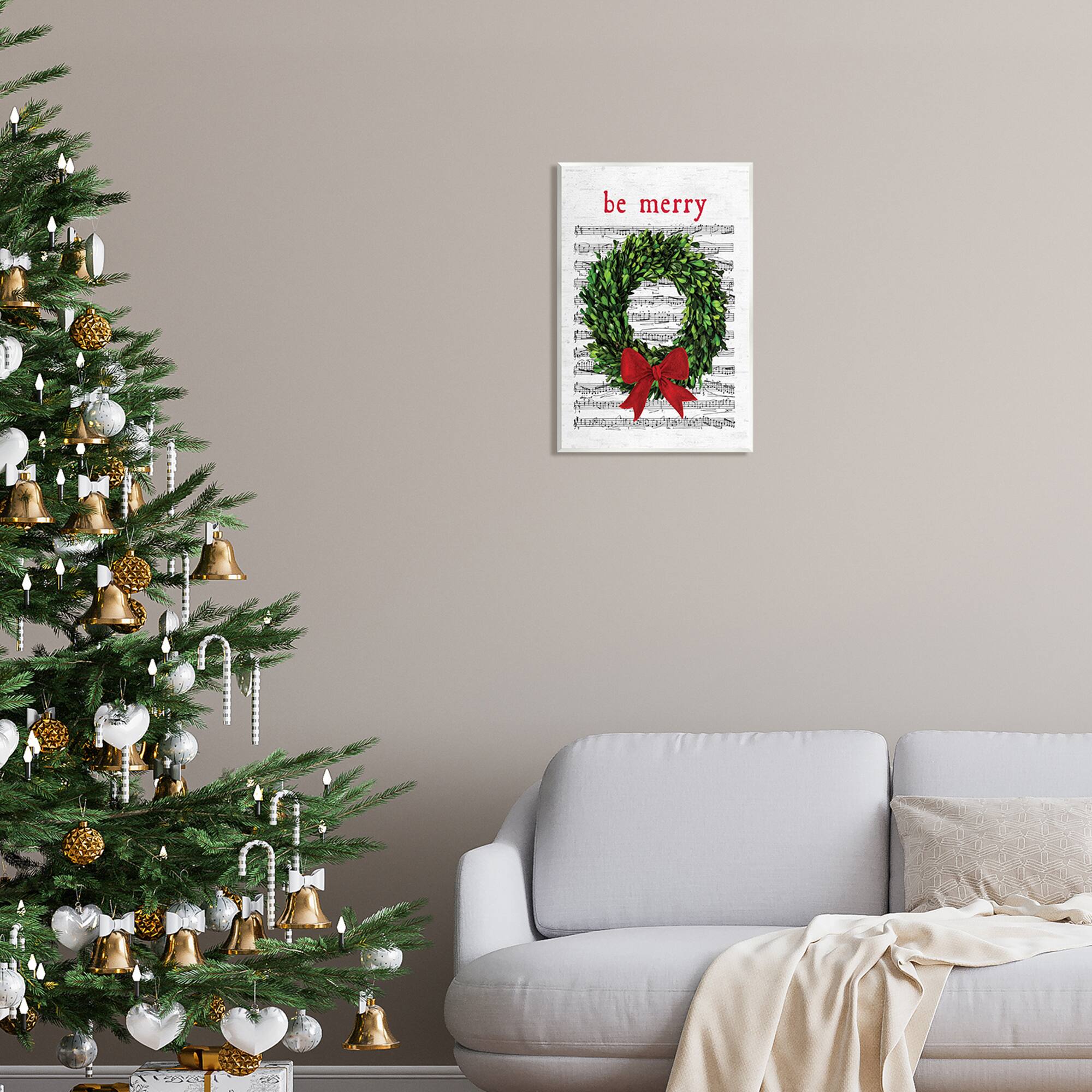 Stupell Industries Be Merry Holiday Music Wreath Wall Plaque Art