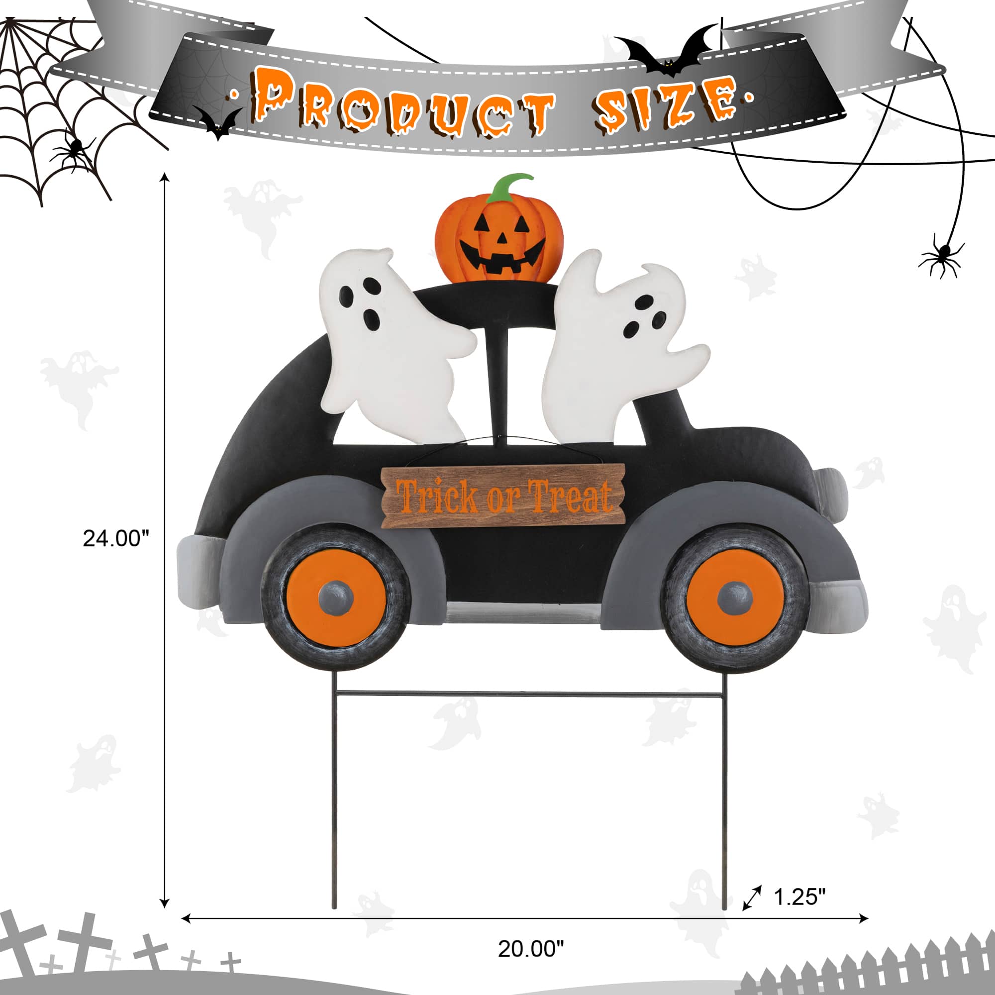Glitzhome® 24" Halloween Metal Ghost Car Yard Stake