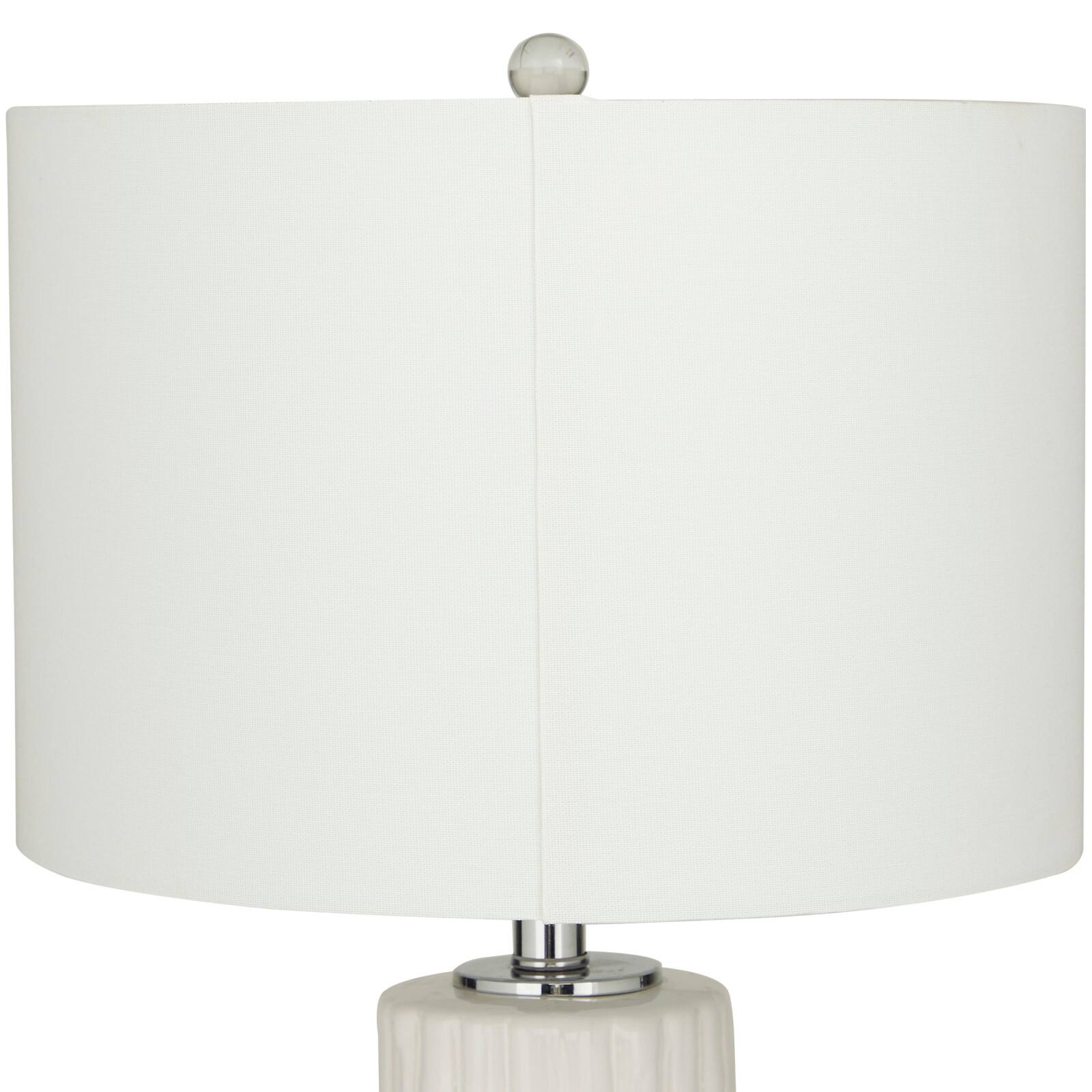 White Ceramic Fluted Base Table Lamp with Drum Shade 15" x 15" x 30"