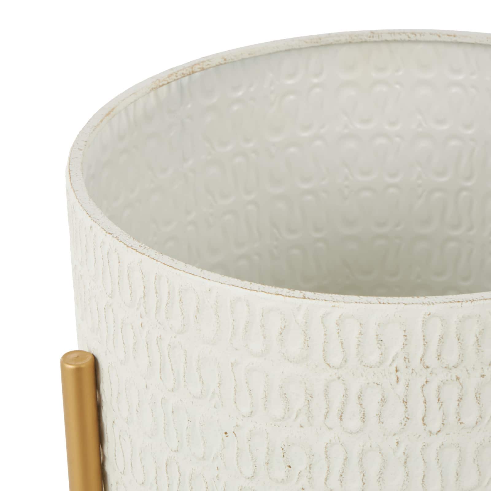White & Gold Metal Dome Planter with Stand Set